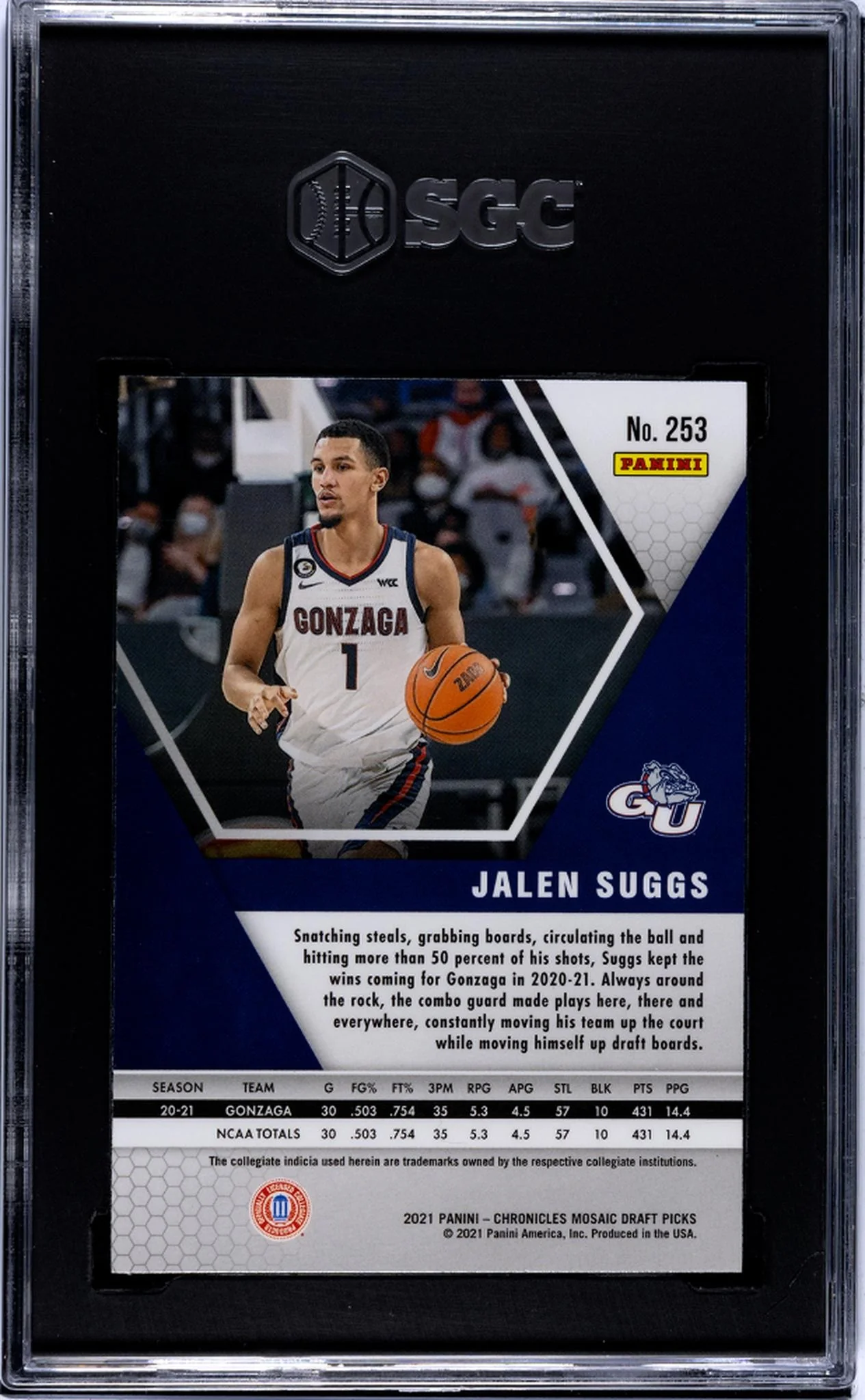 2021 Panini Chronicles Mosaic Jalen Suggs #253 RC SGC 10 - Image 2