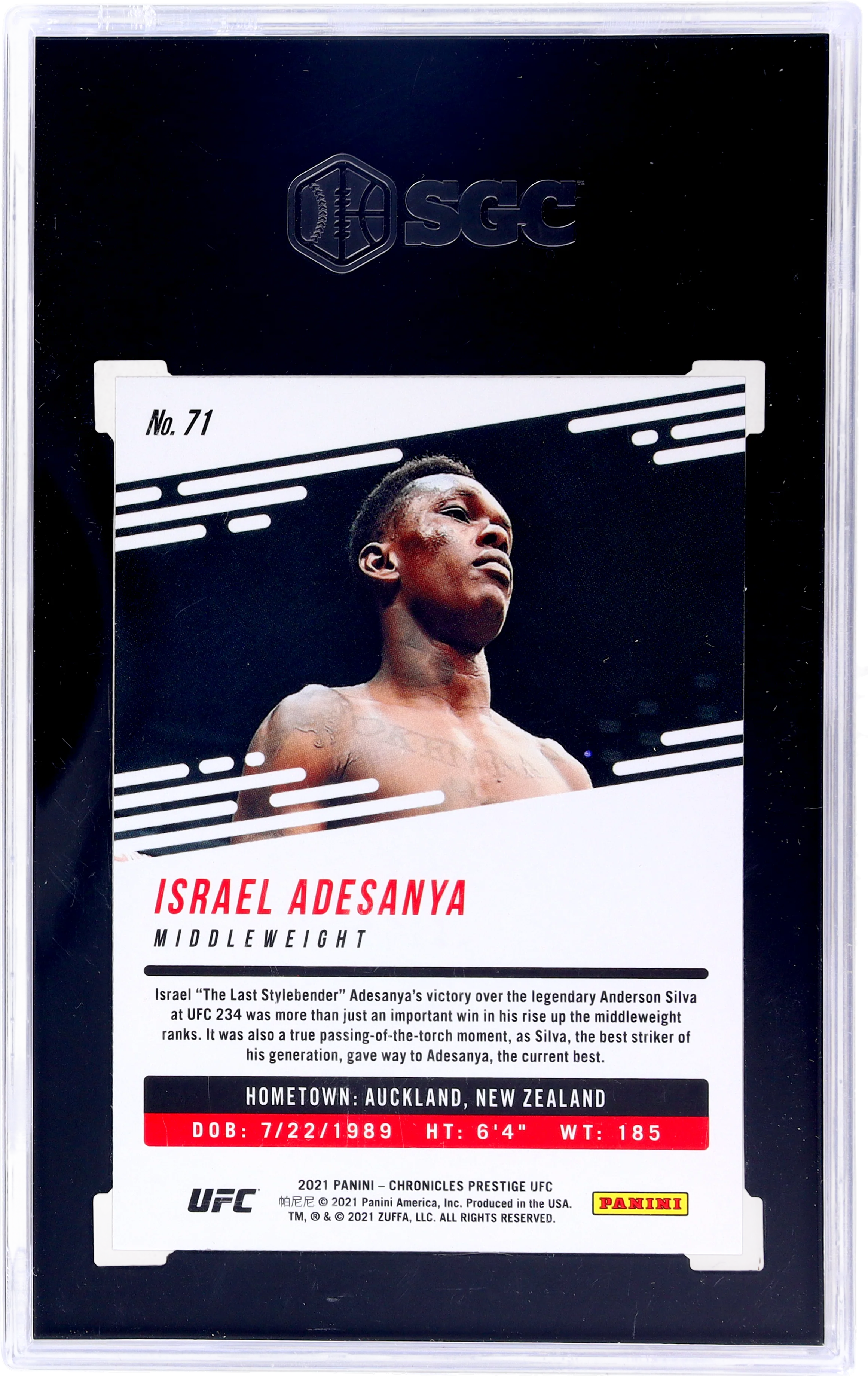 2021 Panini Chronicles Ufc #71 Israel Adesanya Prestige Asia SGC 10 - Image 2