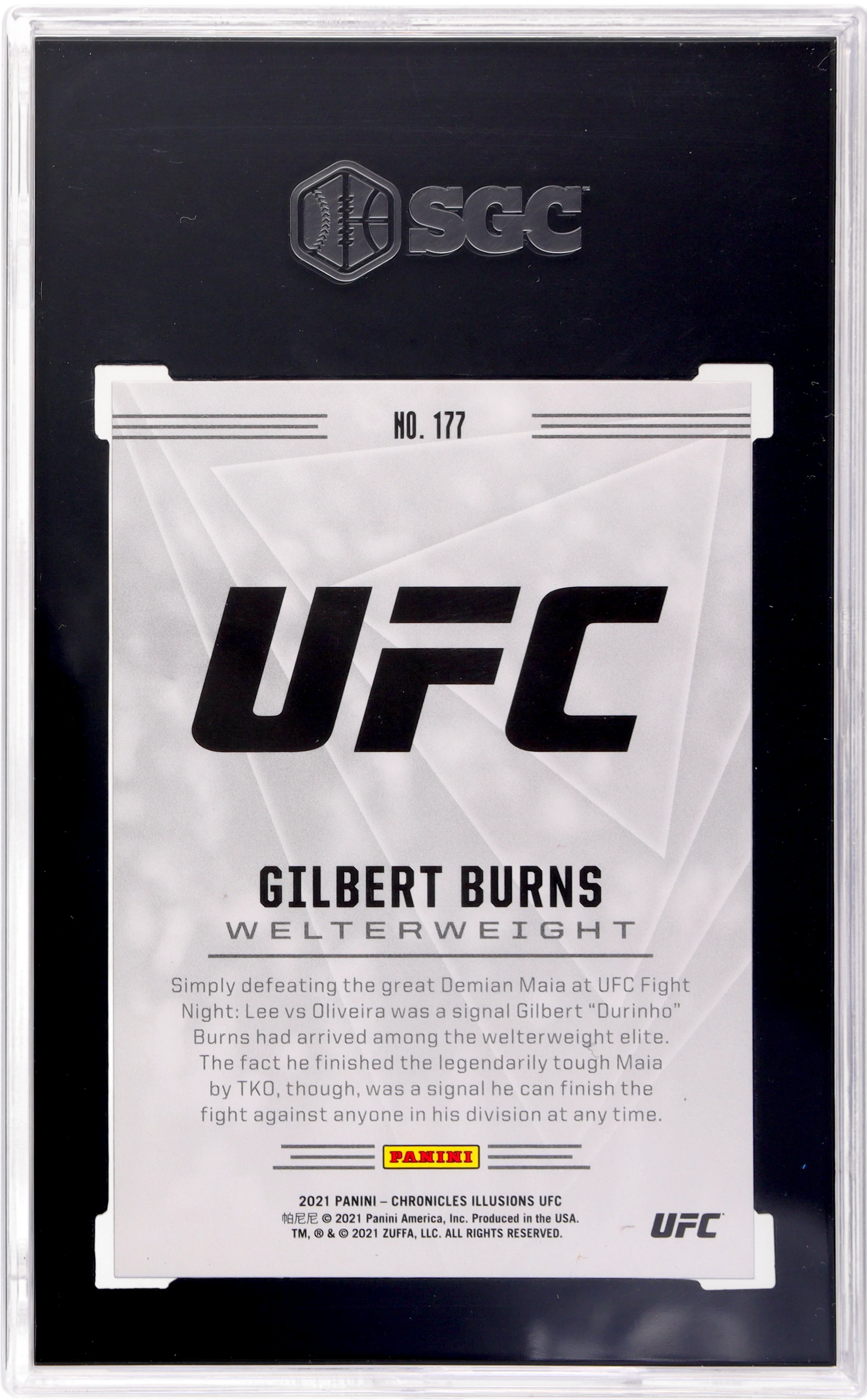 2021 Panini Chronicles UFC Illusions Asia Red Gilbert Burns #177 RC /88 SGC 10 - Image 2