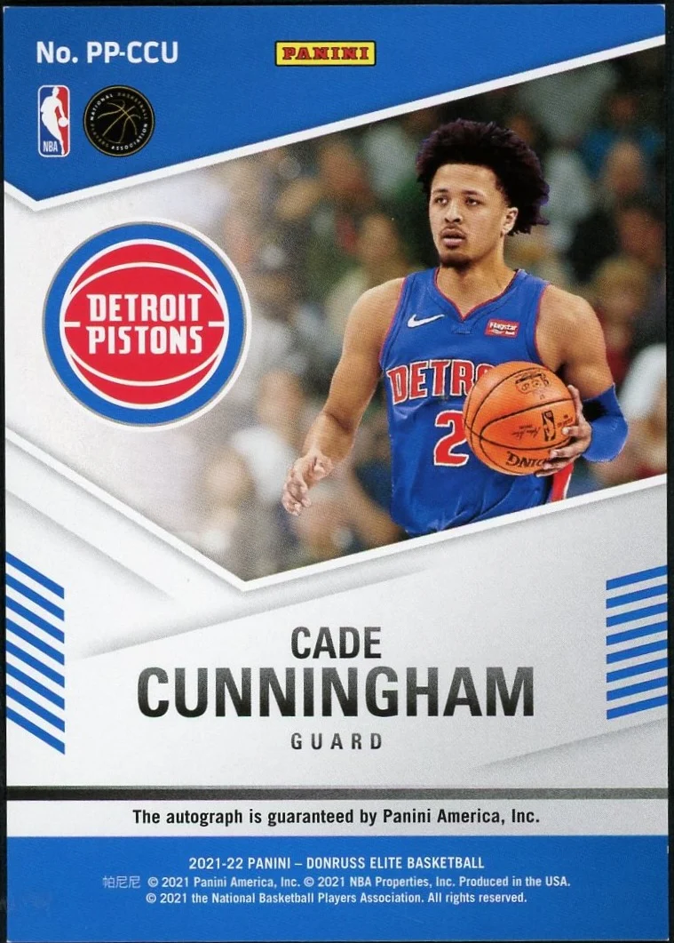 2021 Panini Donruss Elite PP-CCU Cade Cunningham Pen Pals Rookie /149 Detroit Pistons Auto - Image 2