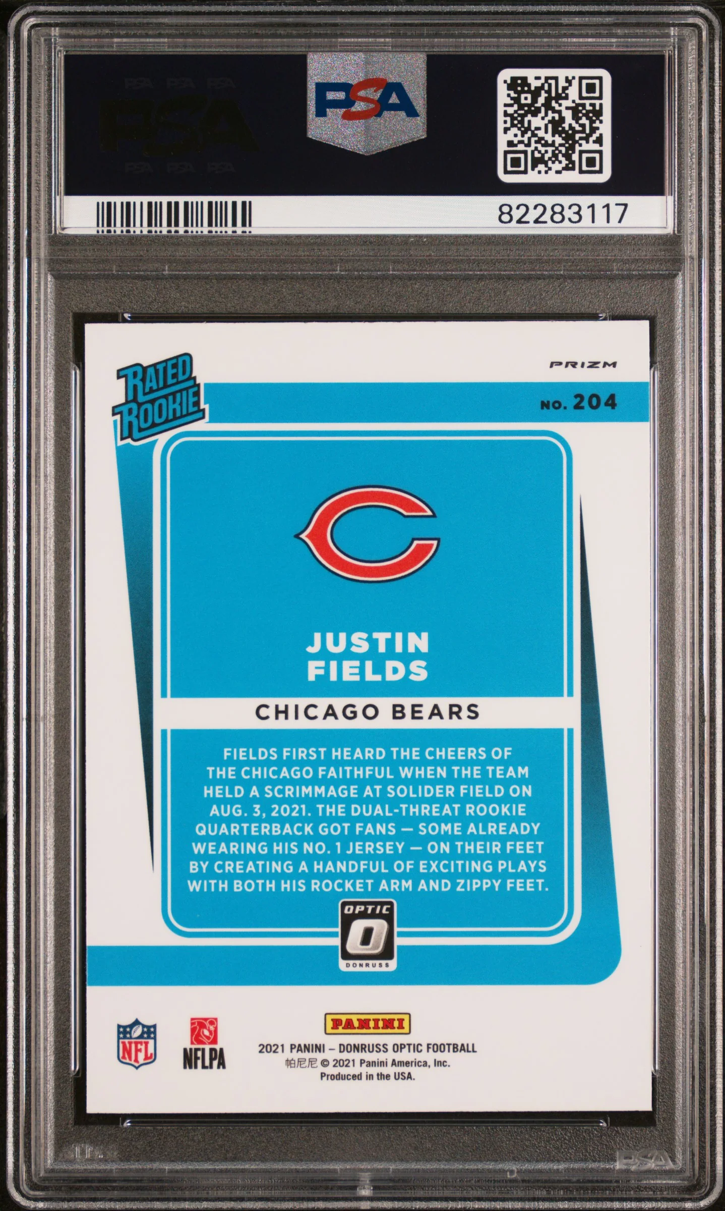 2021 Panini Donruss Optic Holo Justin Fields #204 RC PSA 10 - Image 2