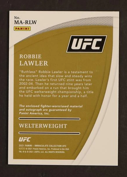 2021 Panini Immaculate Collection UFC Gold Robbie Lawler #MA-RLW Patch Auto /25 - Image 2