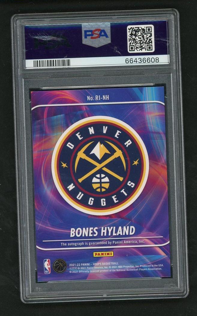 2021 Panini NBA Hoops Rookie Ink Bones Hyland #RI-NH RC Auto PSA 9 - Image 2