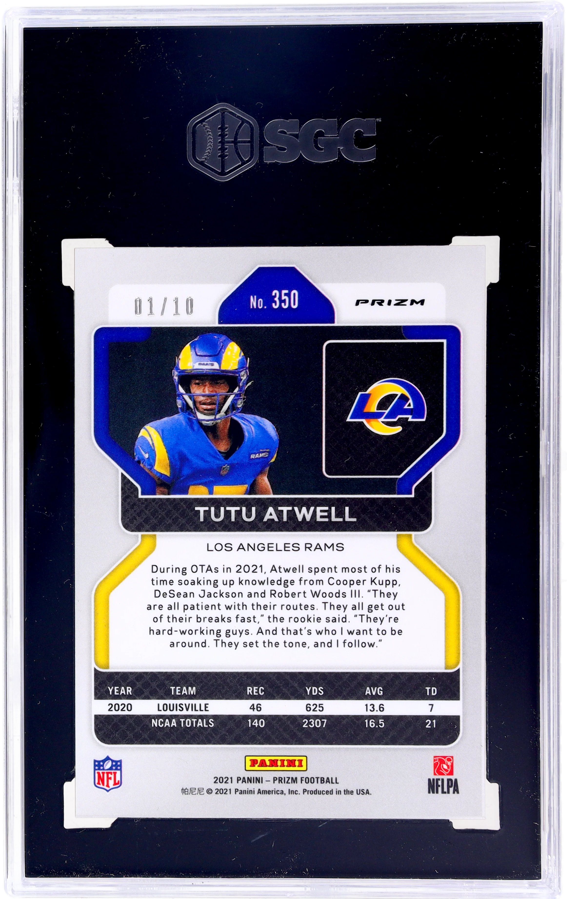 2021 Panini Prizm Gold Shimmer Tutu Atwell #350 1/10 SGC 9 RC - Image 2