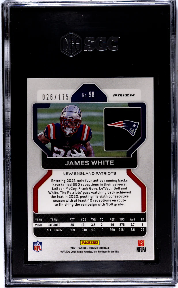 2021 Panini Prizm #98 James White Hyper Prizm /175 SGC 8.5 - Image 2