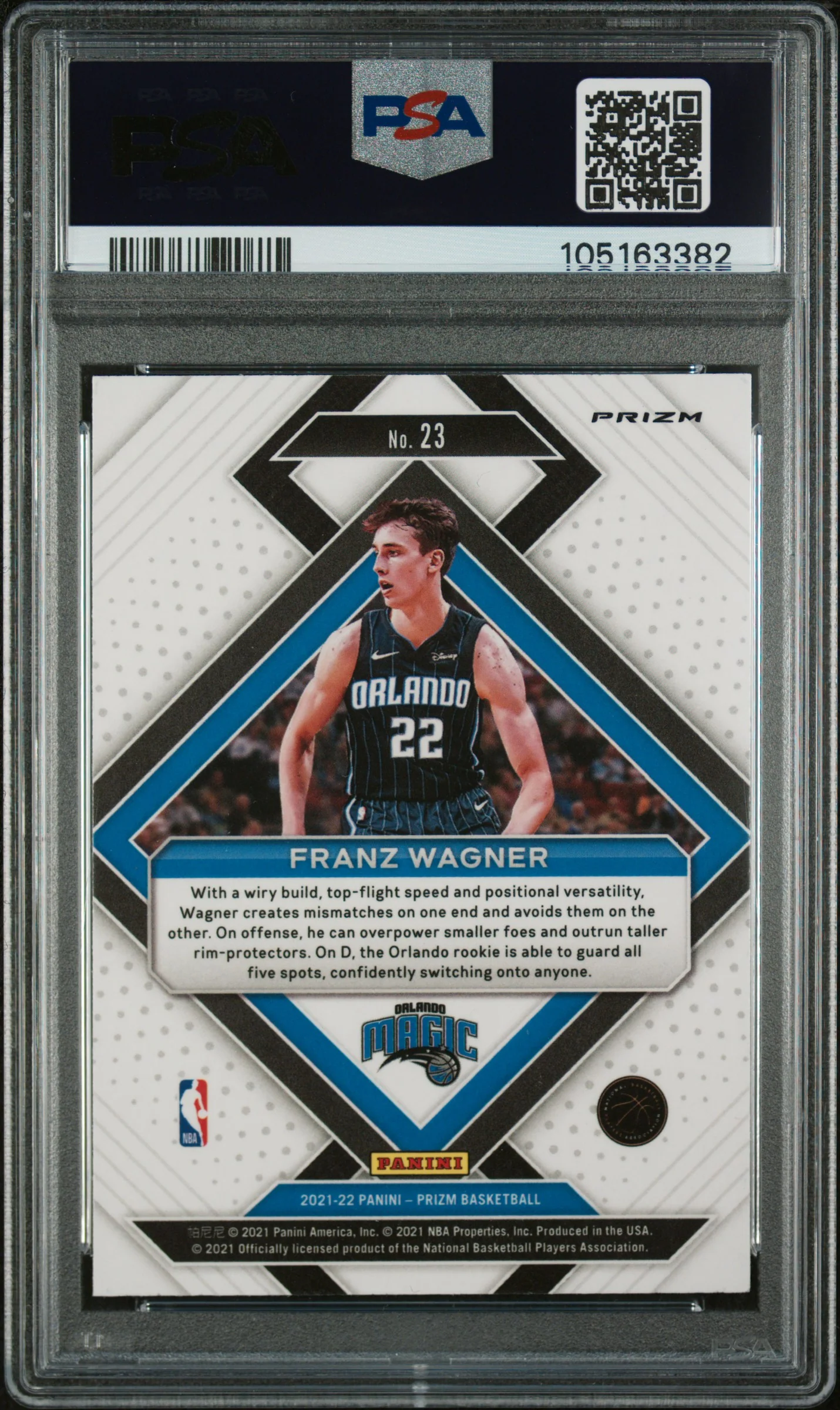 2021 Panini Prizm Emergent #23 Franz Wagner Green Wave PSA 9 - Image 2
