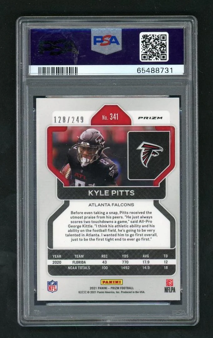 2021 Panini Prizm Orange Prizm Kyle Pitts #341 /249 PSA 9 - Image 2