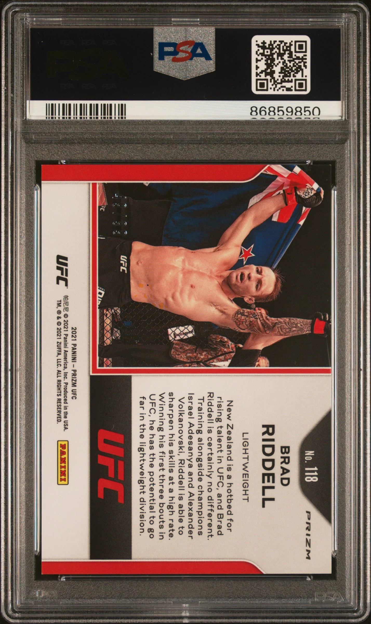2021 Panini Prizm Orange Brad Riddell #118 RC PSA 9 - Image 2