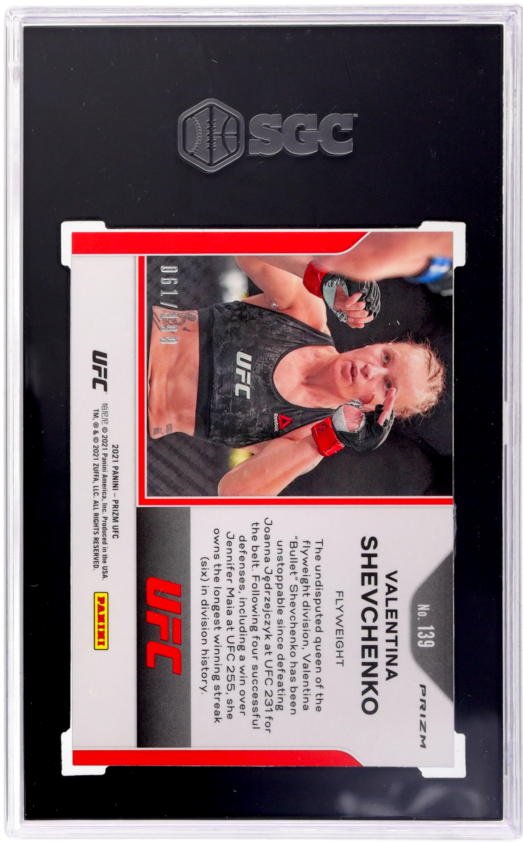 2021 Panini Prizm Blue Valentina Shevchenko #139 /199 SGC 9.5 - Image 2