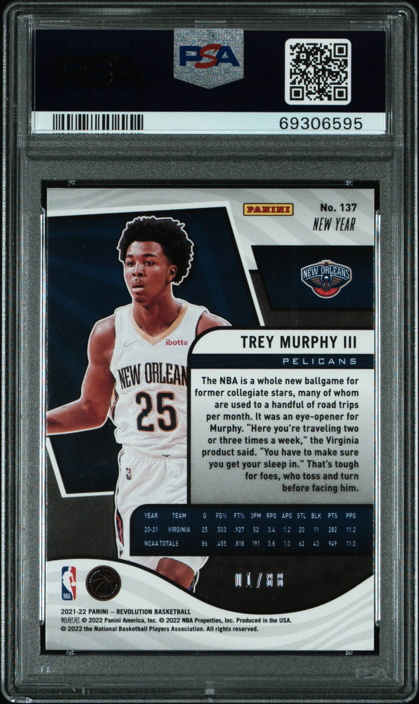 2021 Panini Revolution CNY Emerald Trey Murphy III #137 RC /88 PSA 9 - Image 2