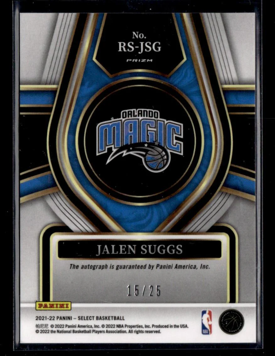 2021 Panini Select RS-JSG Jalen Suggs Prizm Rookie /25 Orlando Magic Auto - Image 2
