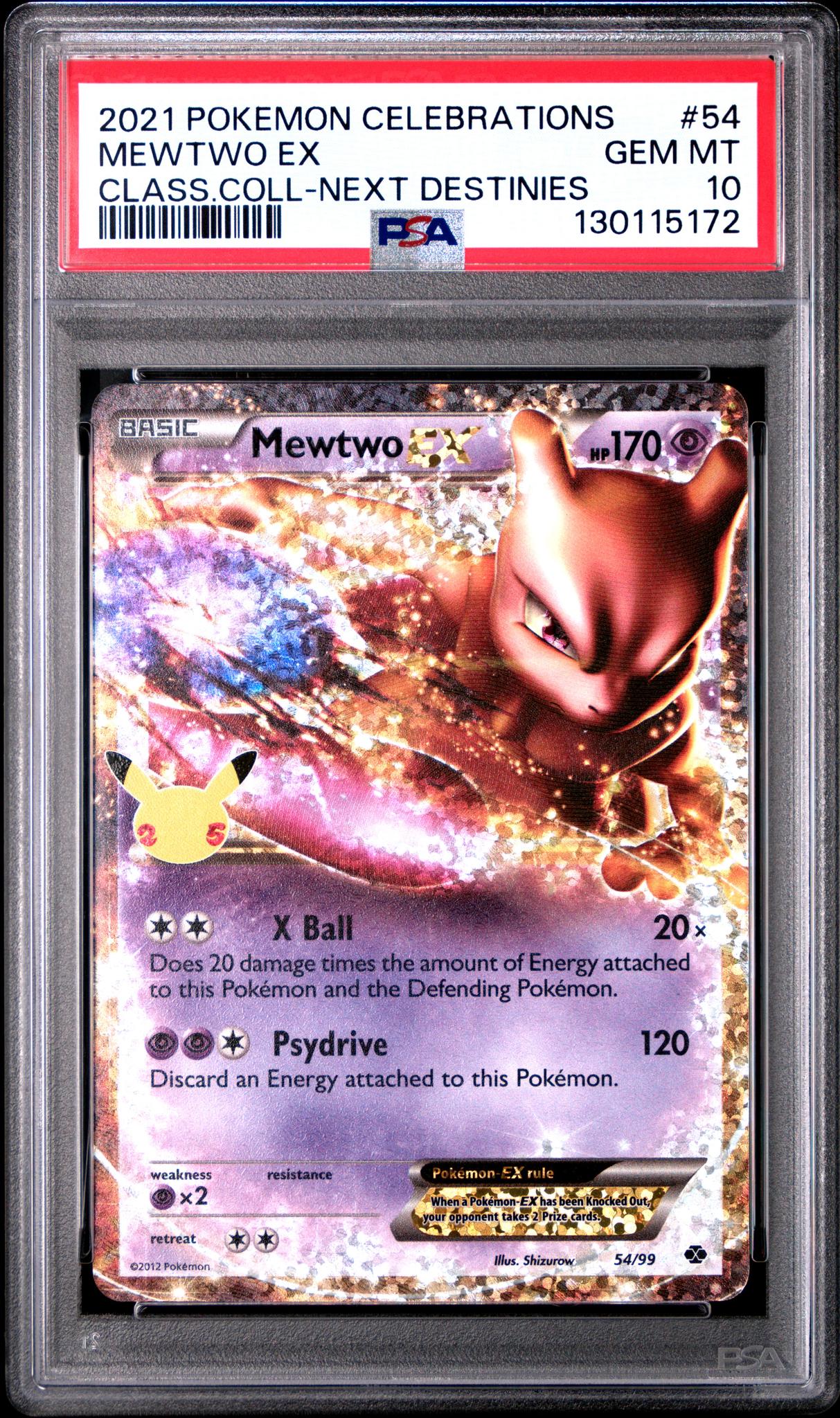 2021 Pokemon Celebrations Classic Collection Next Destinies Mewtwo Ex #54 /99 PSA 10