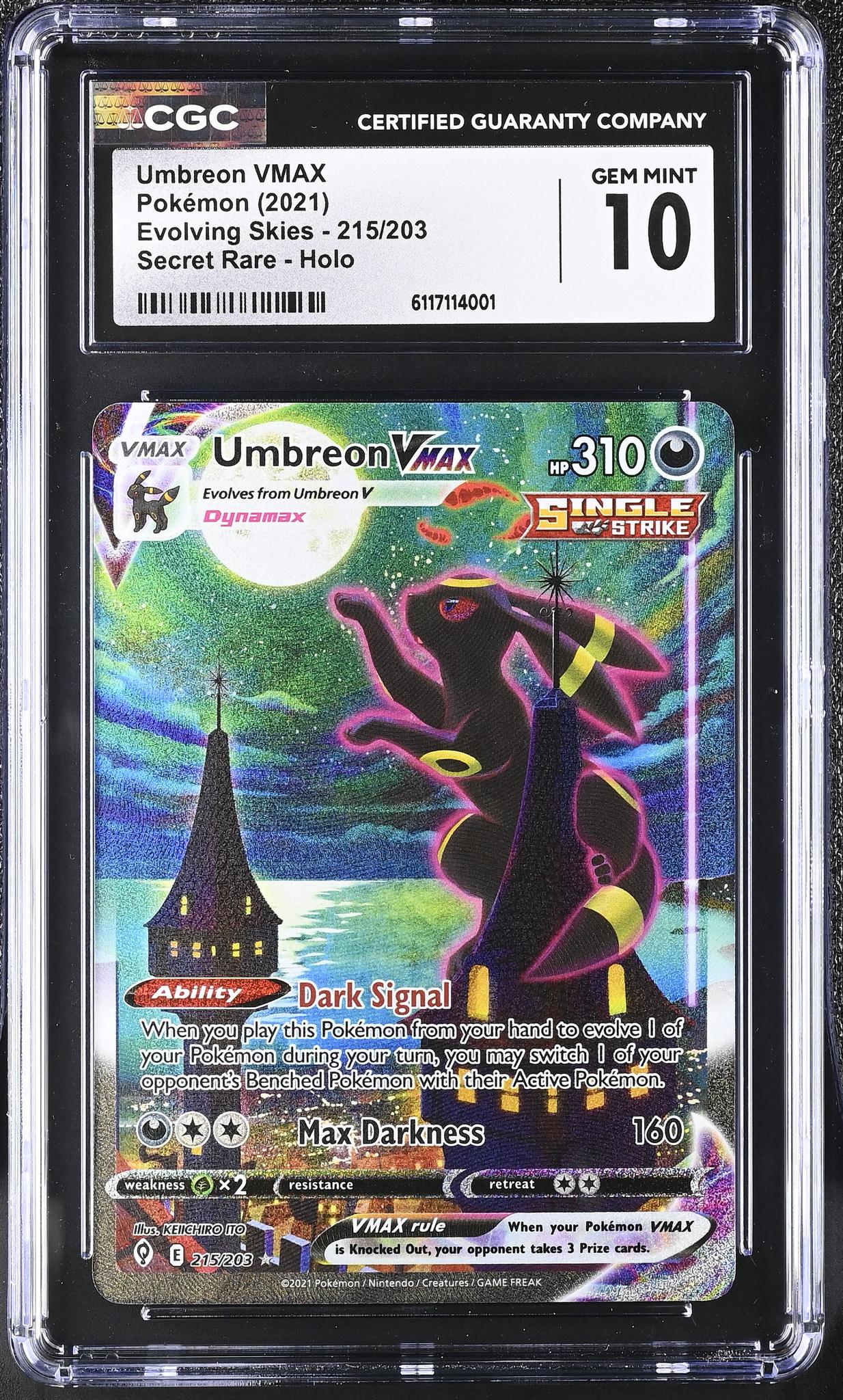 2021 Pokémon Evolving Skies Alt Art Umbreon #215/203 VMAX Secret Rare CGC 10