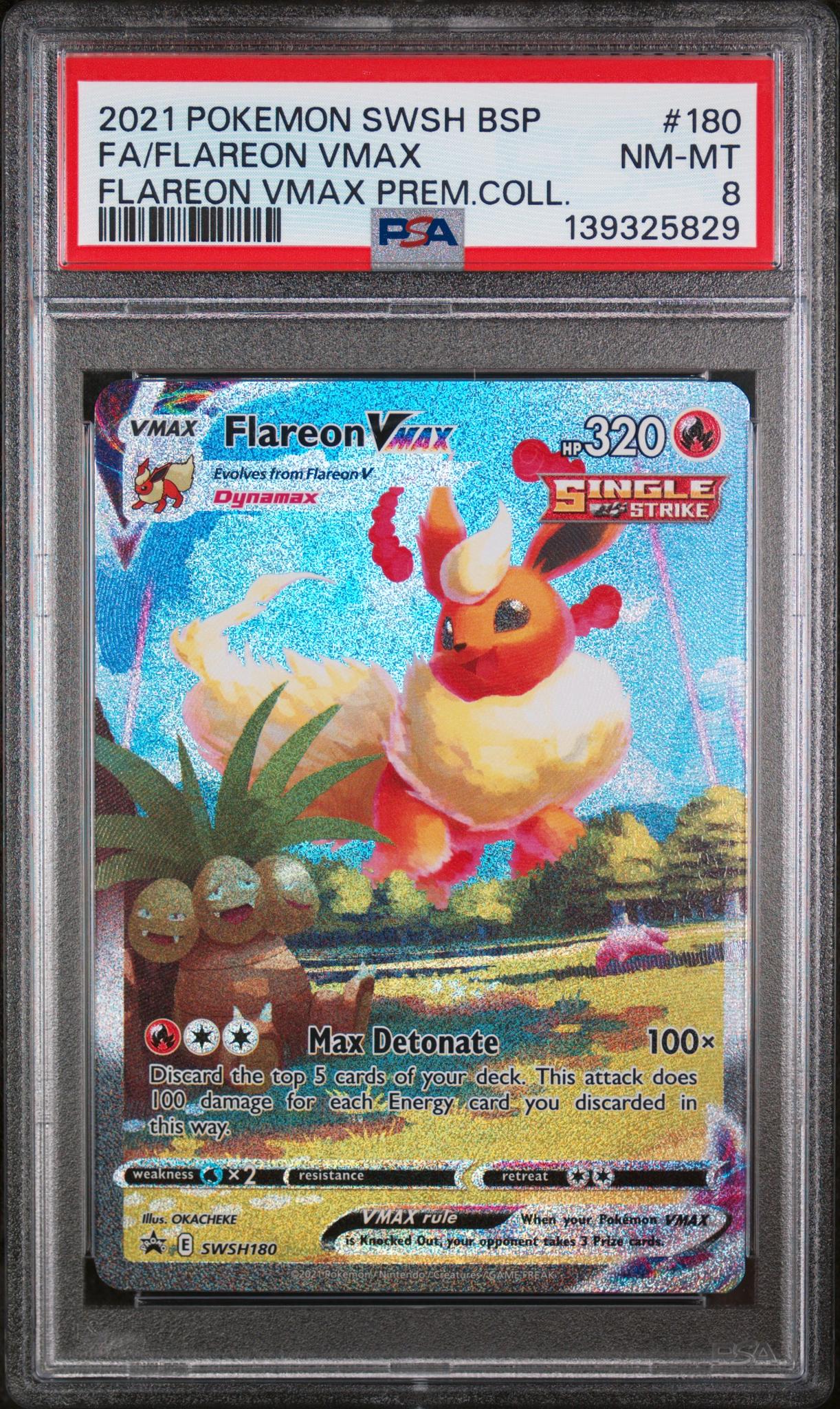 2021 Pokemon Sword and Shield Black Star Promo Premium Collection Flareon Vmax #SWSH180 PSA 8