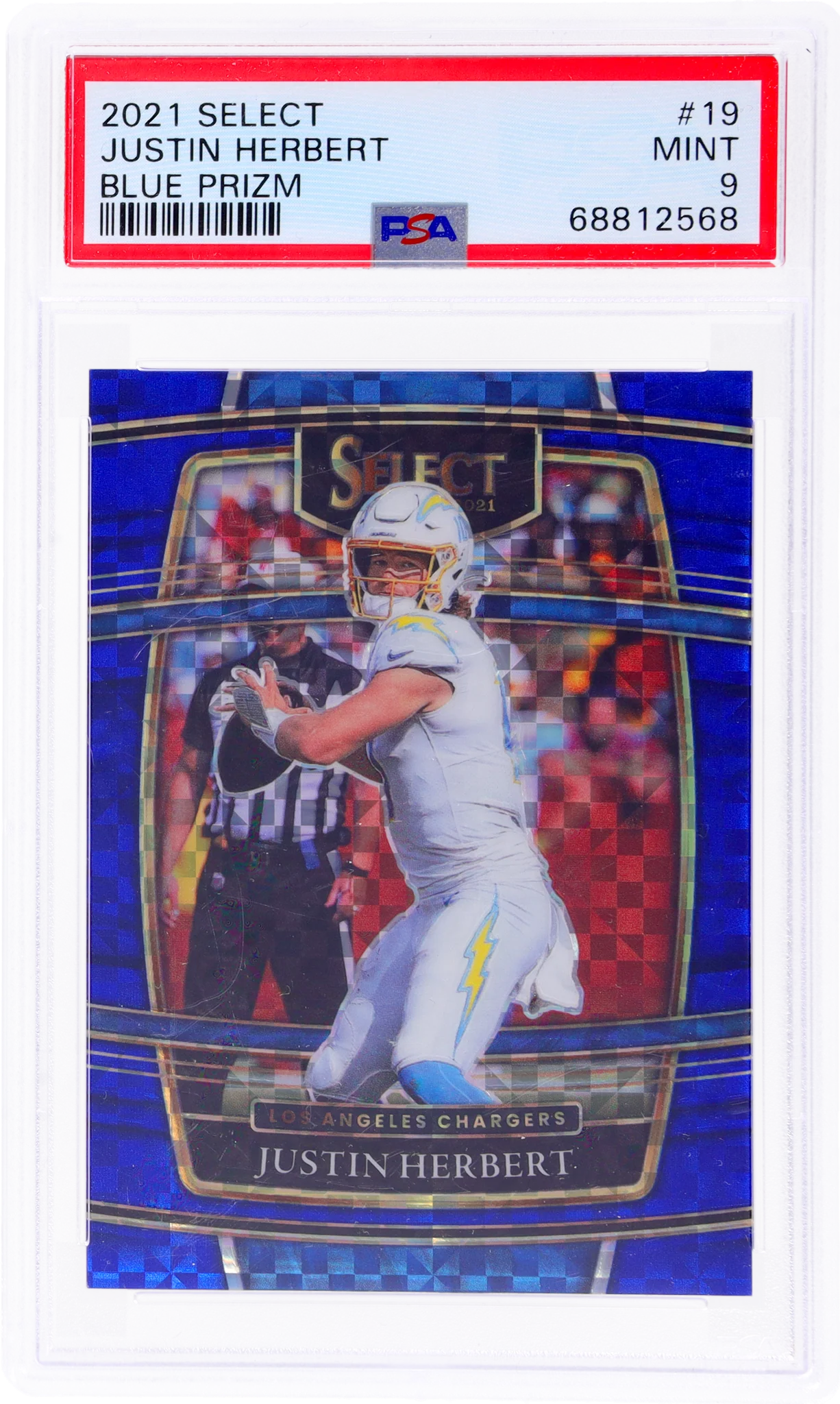 2021 Panini Select Blue Prizm Justin Herbert #19 /199 PSA 9 - Image 2