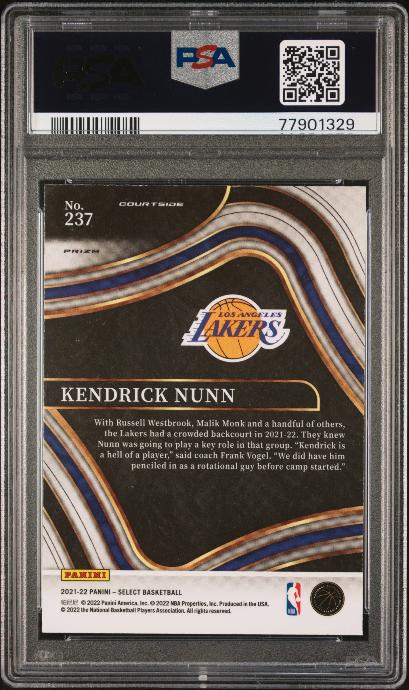2021 Select #237 Kendrick Nunn Cosmic Prizm PSA 10 - Image 2