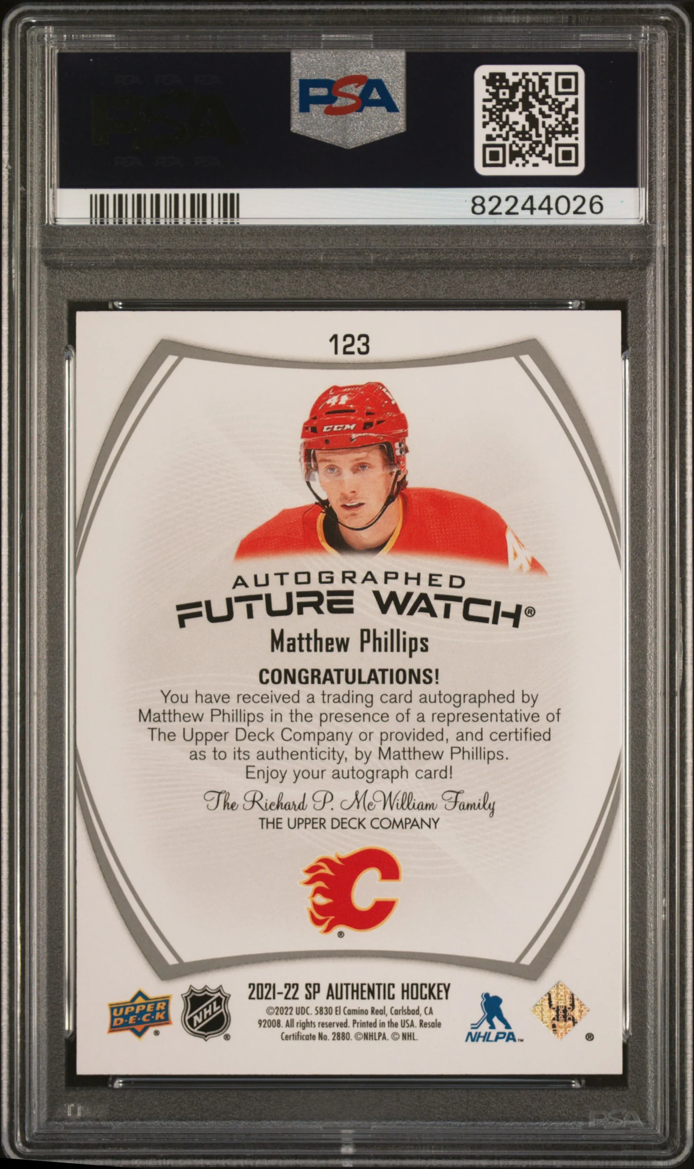 2021 SP Authentic Matthew Phillips #123 PSA 10 - Image 2