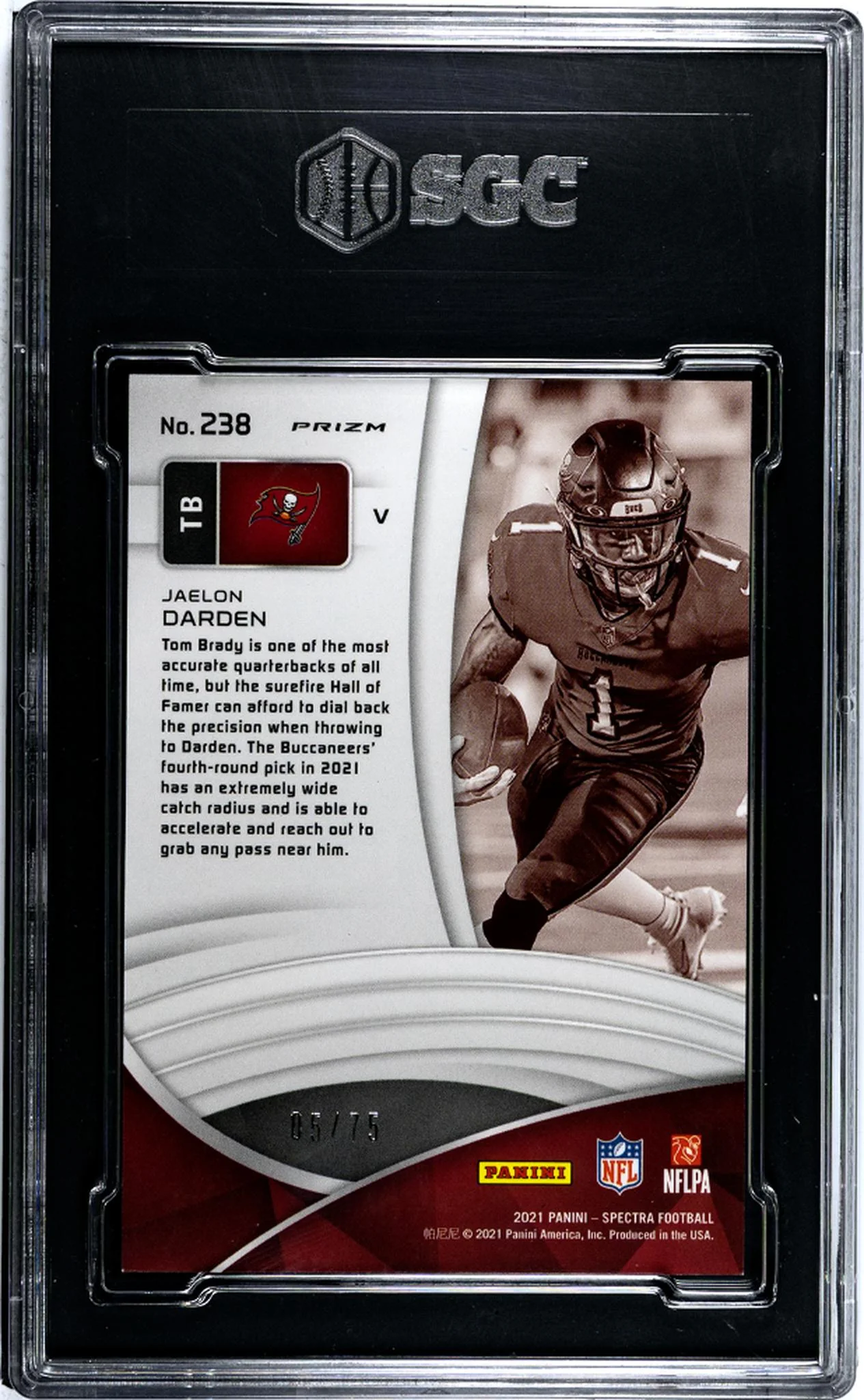 2021 Spectra #238 Jaelon Darden Hyper Prizm /75 SGC 10 - Image 2