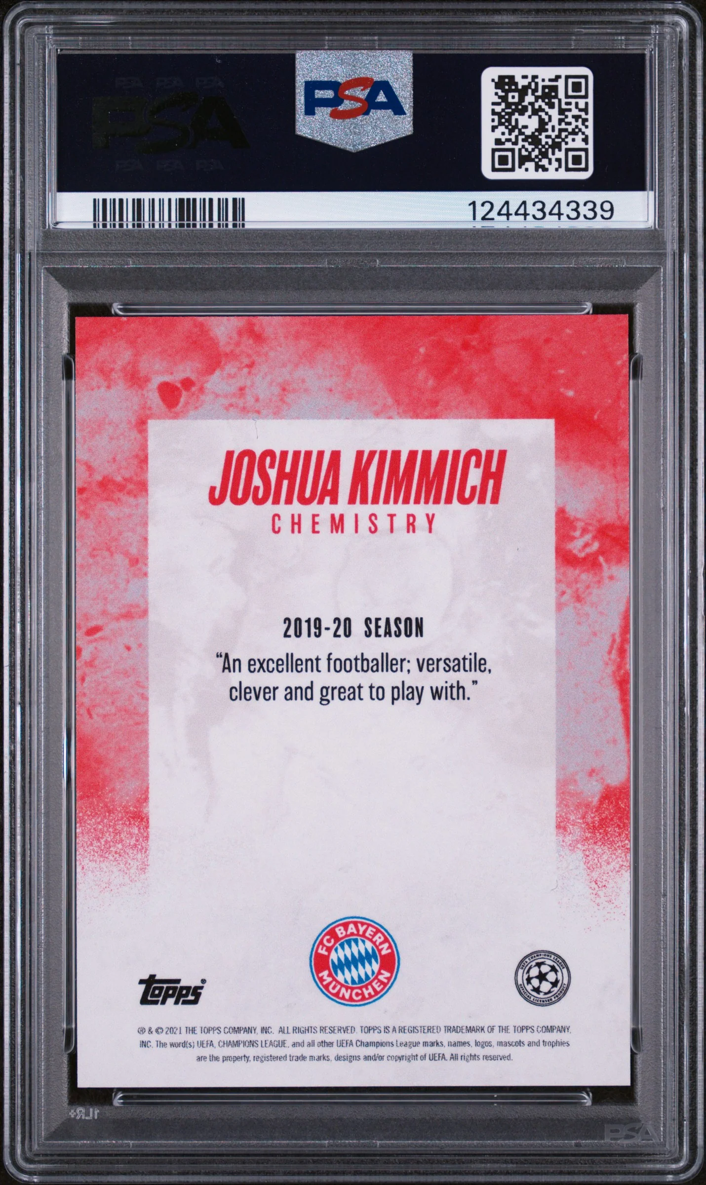 2021 Topps Alphonso Davies My Journey UEFA Champions League Red Joshua Kimmich /10 PSA 8 - Image 2