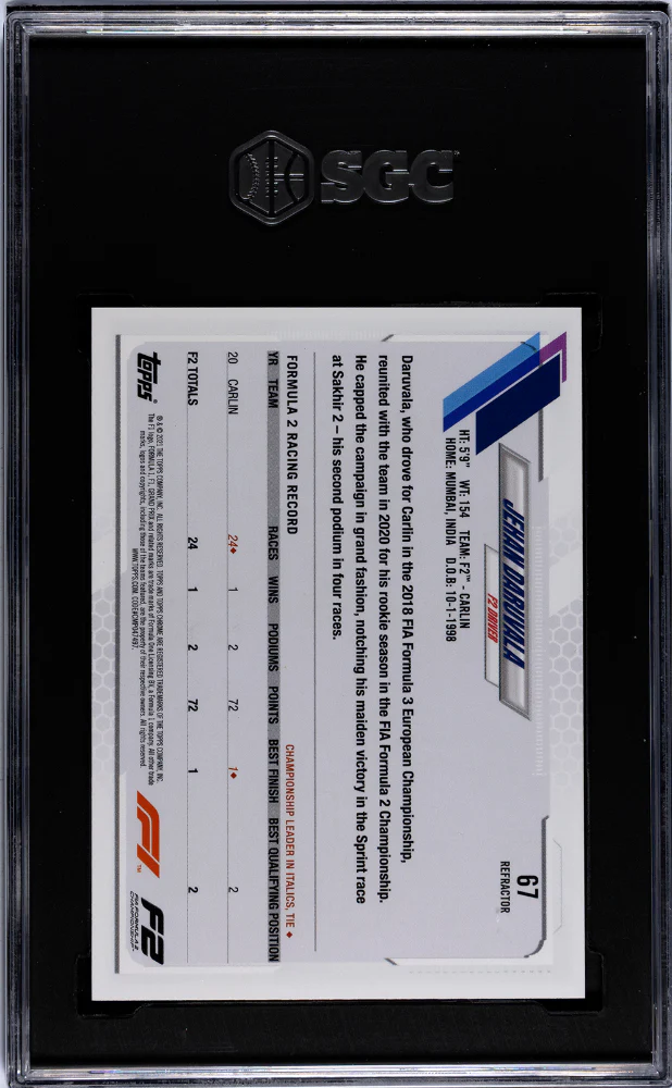 2021 Topps Chrome F1 #67 Jehan Daruvala Ref. SGC 10 - Image 2