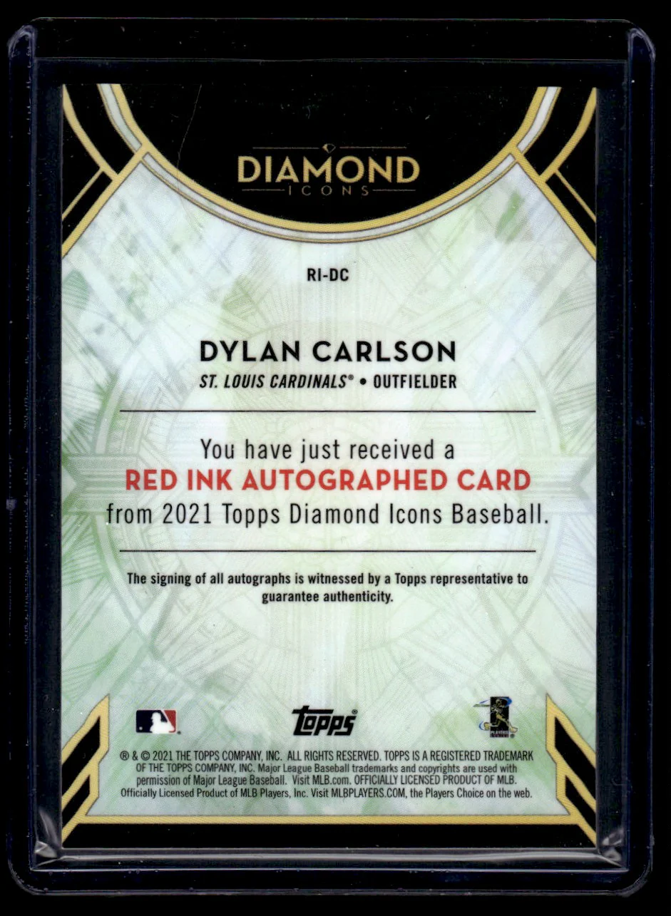 2021 Topps Diamond Icons Red Ink Dylan Carlson #RI-DC RC Auto /25 - Image 2