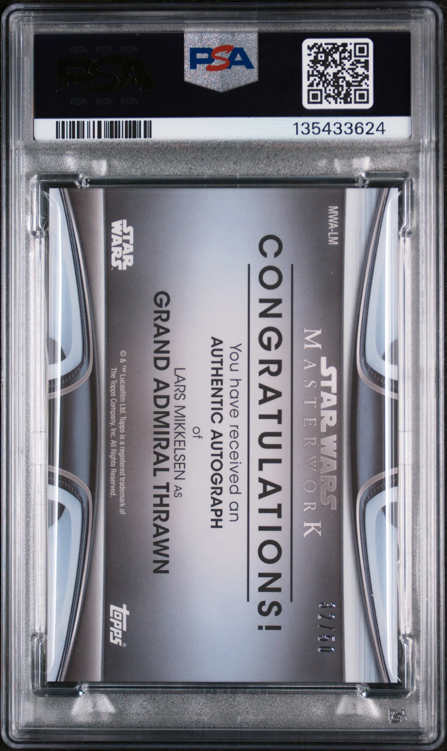2021 Topps Star Wars Masterwork Autographs Rainbow Foil Lars Mikkelsen #LM /50 PSA 10 - Image 2