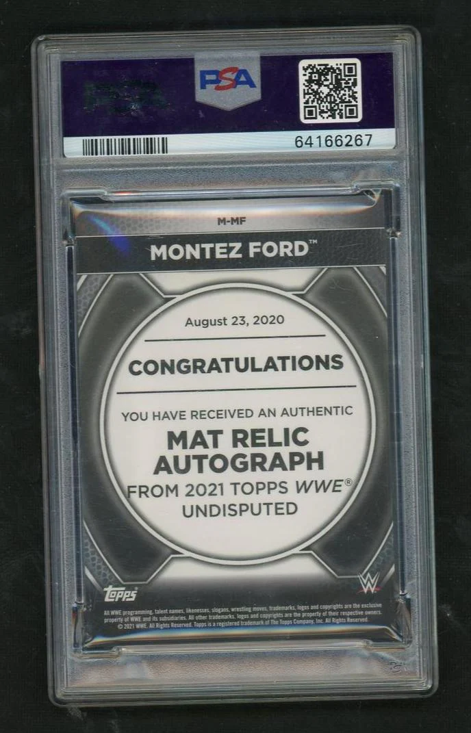 2021 Topps WWE Undisputed M-MF Montez Ford Superstar Mat Relic Gold PSA 8 NM-MT Auto - Image 2