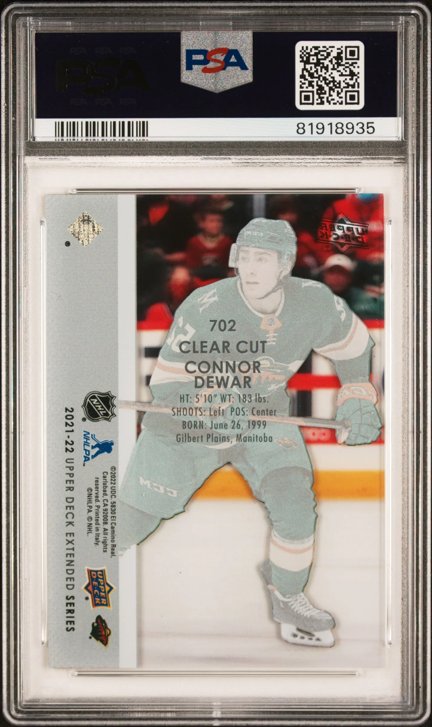 2021 Upper Deck Clear Cut Connor Dewar #702 PSA 9 - Image 2