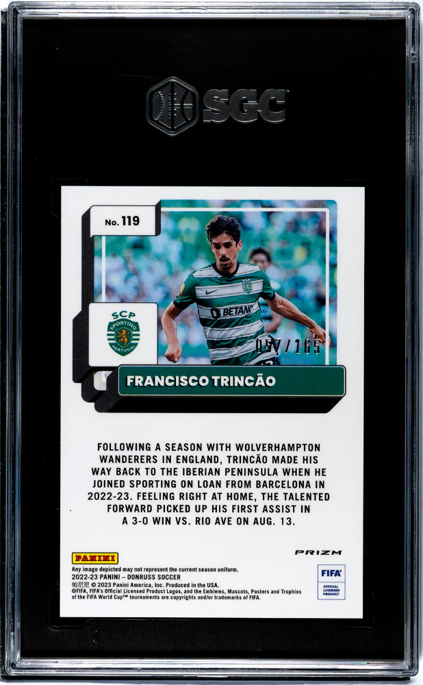 2022-23 Donruss #119 Francisco Trincao Optic Red Prizm /165 SGC 7 - Image 2