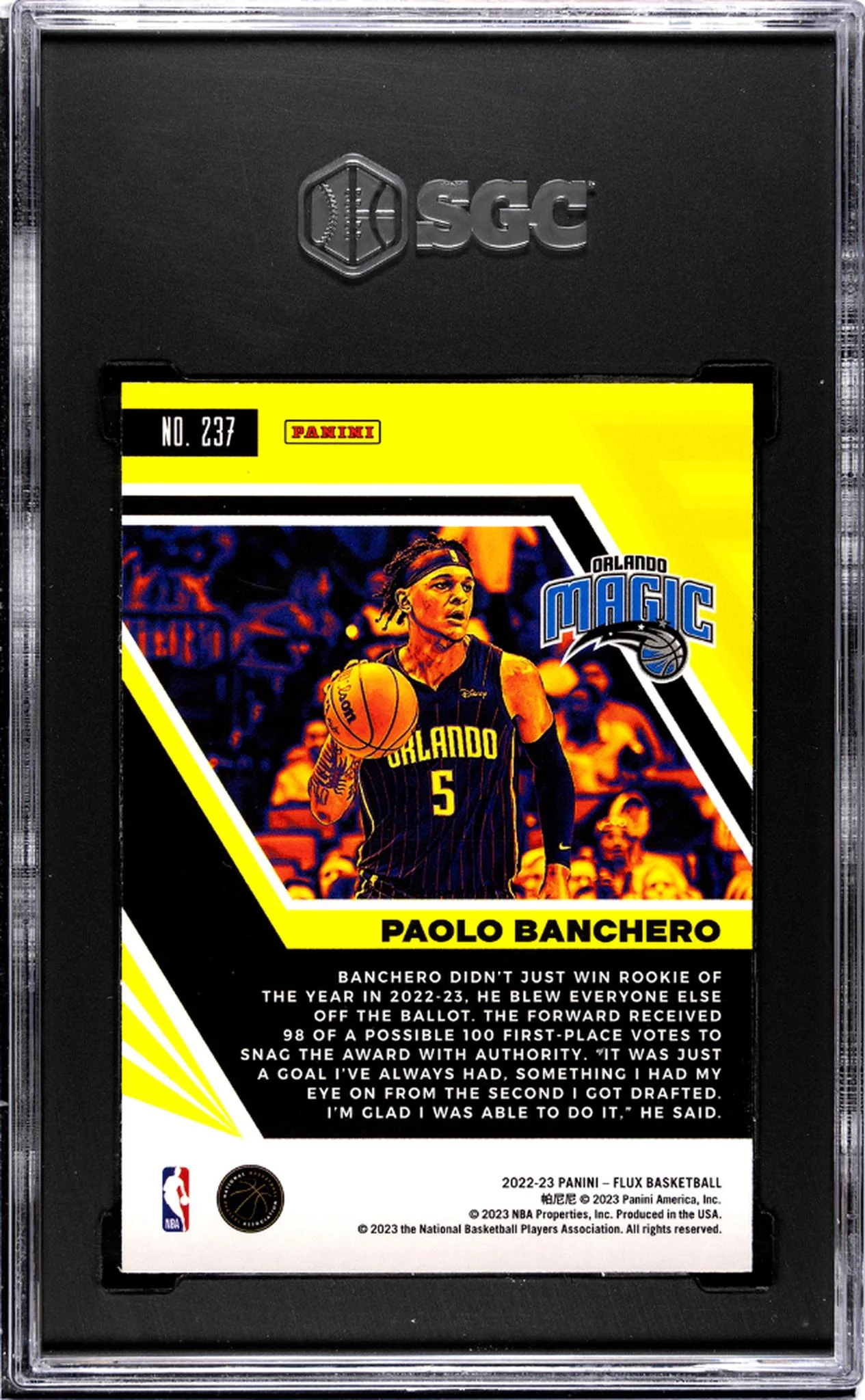 2022-23 Panini Flux Paolo Banchero #237 RC SGC 7 - Image 2