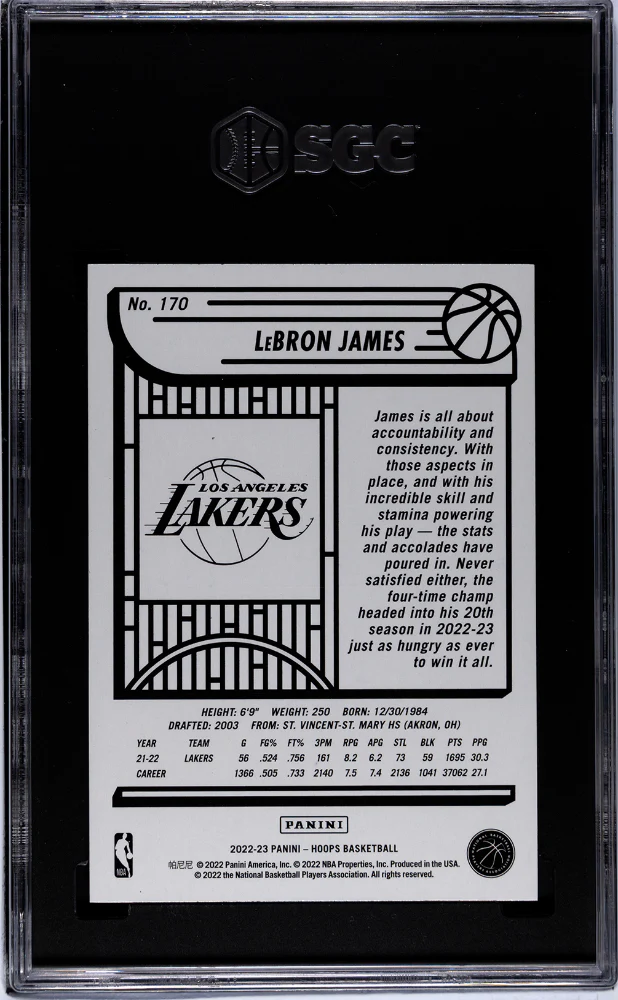 2022-23 Panini Hoops #170 Lebron James SGC 10 - Image 2