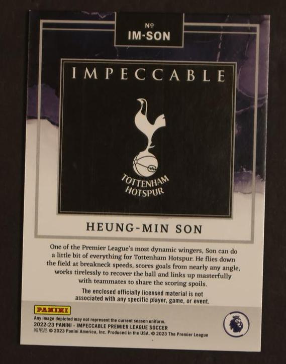 2022-23 Panini Impeccable Impeccable Materials Heung-Min Son #IM-SON Patch /10 - Image 2