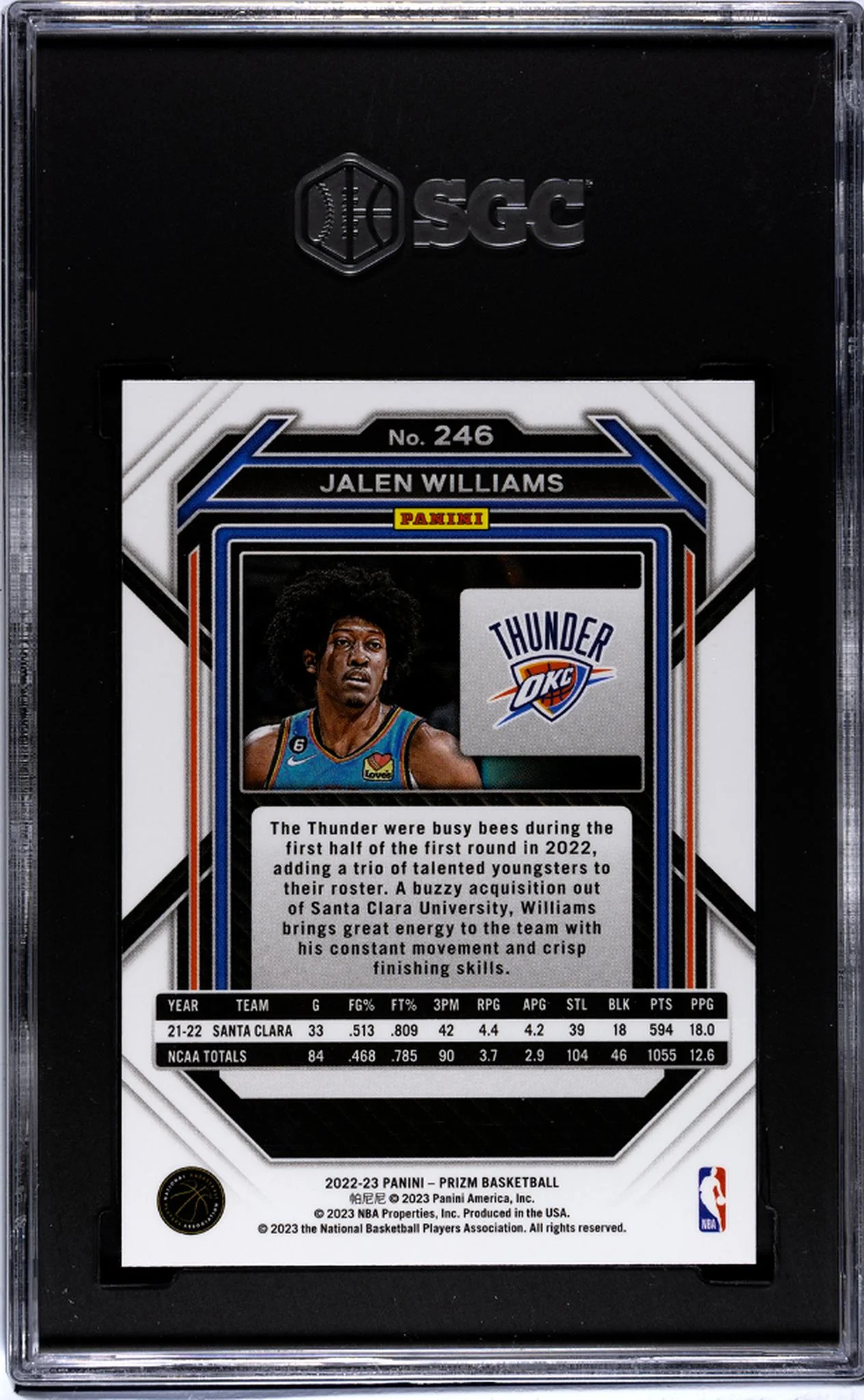 2022-23 Panini Prizm #246 Jalen Williams SGC 9.5 - Image 2