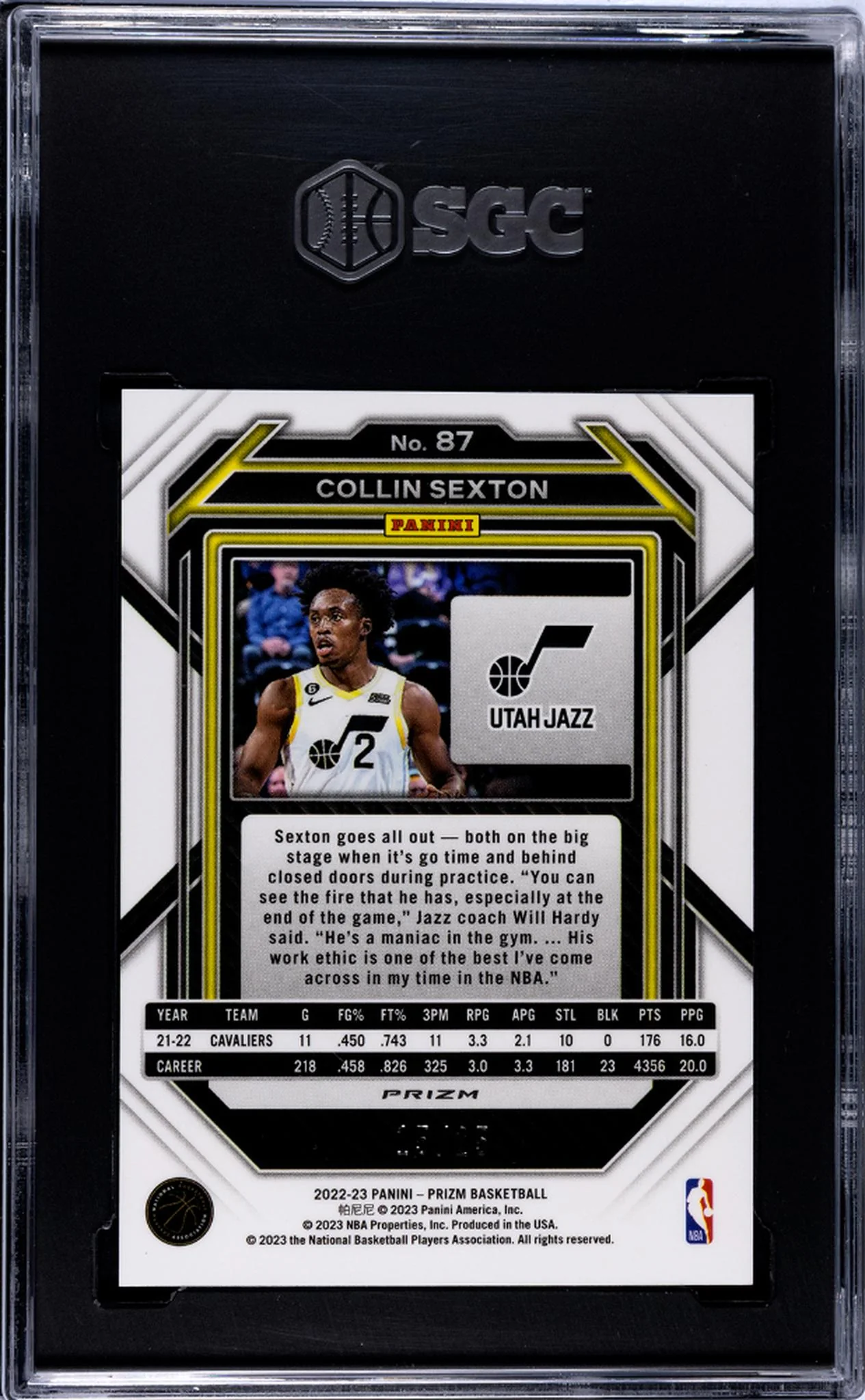 2022-23 Panini Prizm #87 Collin Sexton Mojo Prizm /25 SGC 9.5 - Image 2