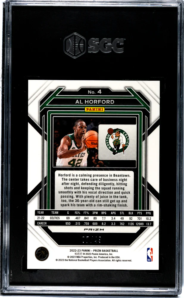2022-23 Panini Prizm Blue Choice Prizm Al Horford #4 /49 SGC 9.5 - Image 2