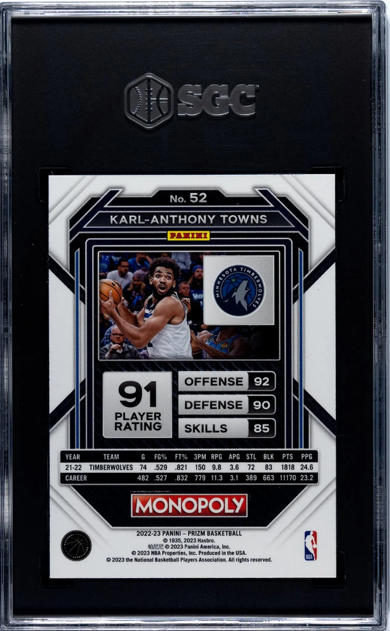 2022-23 Panini Prizm Monopoly #52 Karl-Anthony Towns SGC 8.5 - Image 2