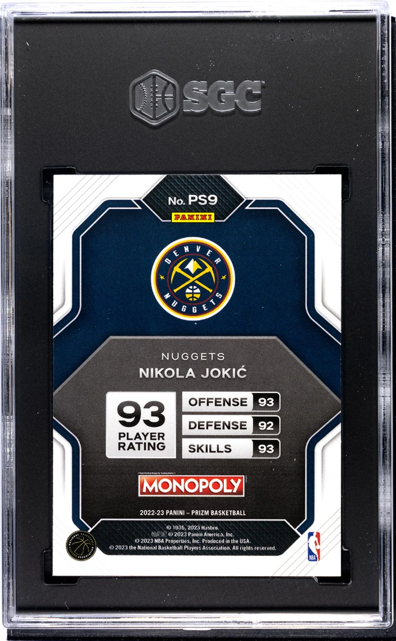 2022-23 Panini Prizm Monopoly All-Stars Nikola Jokic #PS9 SGC 9.5 - Image 2