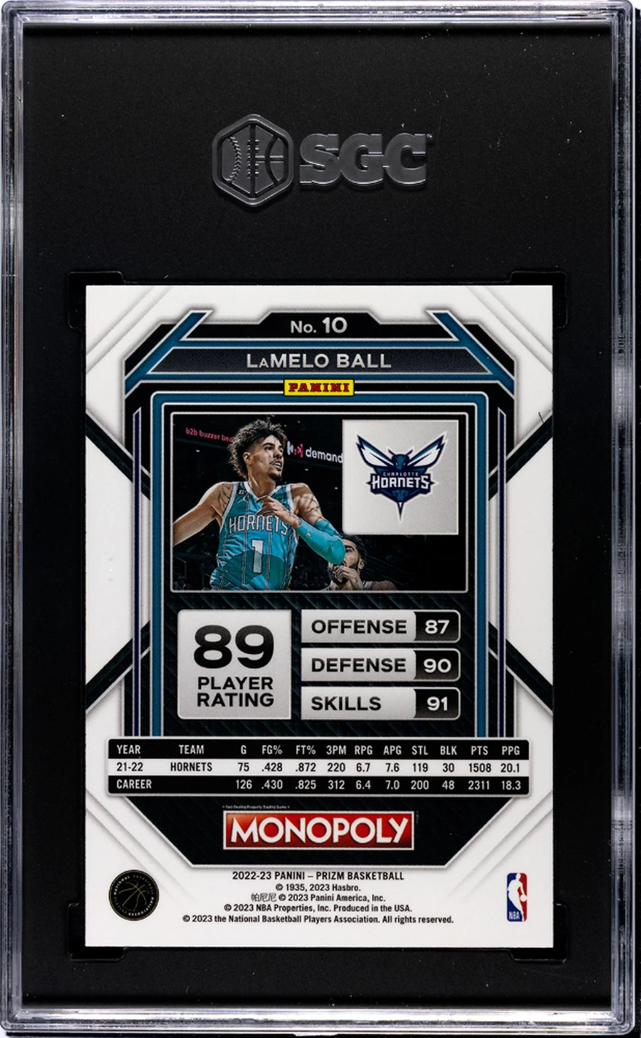2022-23 Panini Prizm Monopoly LaMelo Ball #10 SGC 8 - Image 2