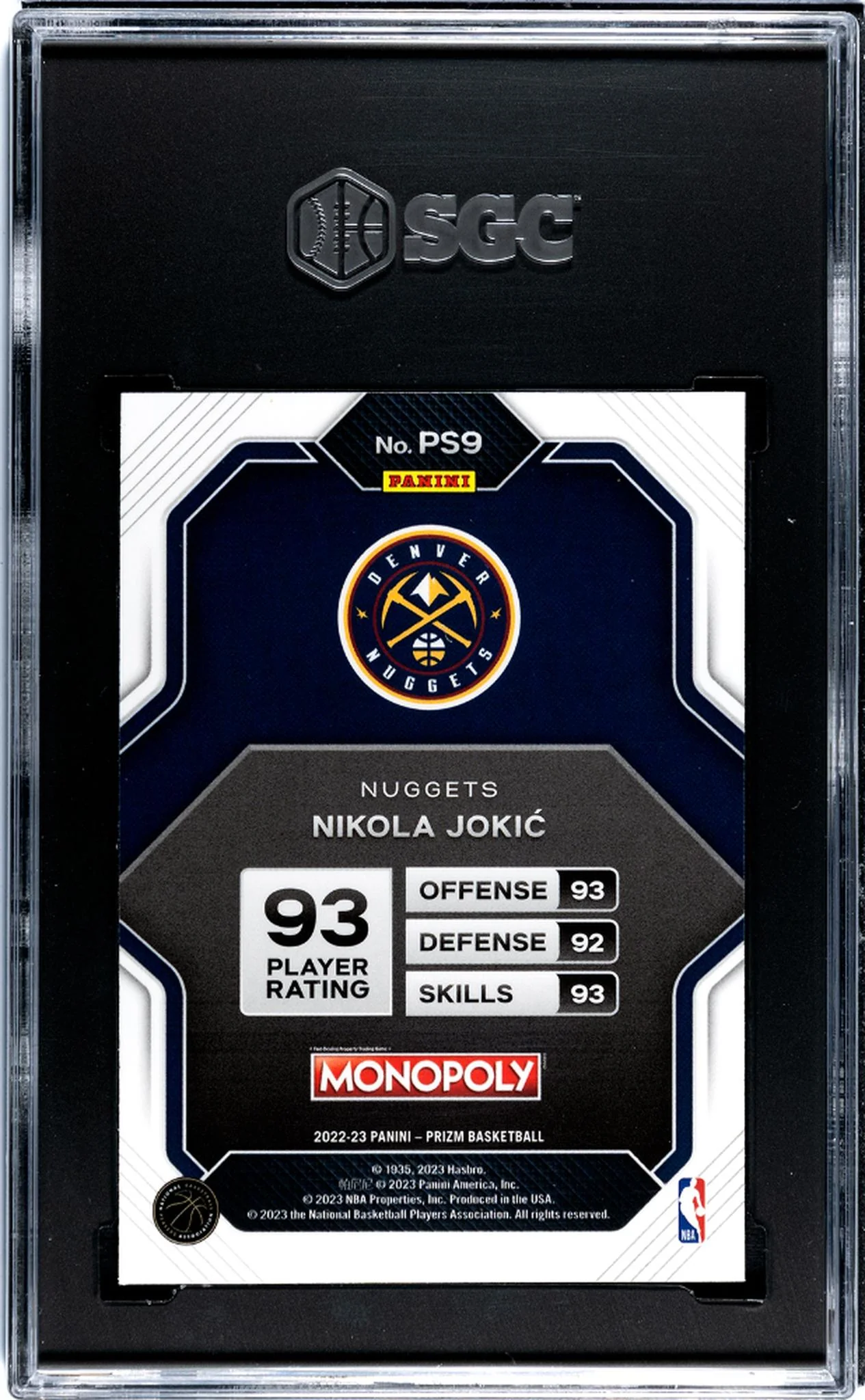 2022-23 Panini Prizm Monopoly Prizm All-Stars Nikola Jokić #PS9 SGC 9.5 - Image 2