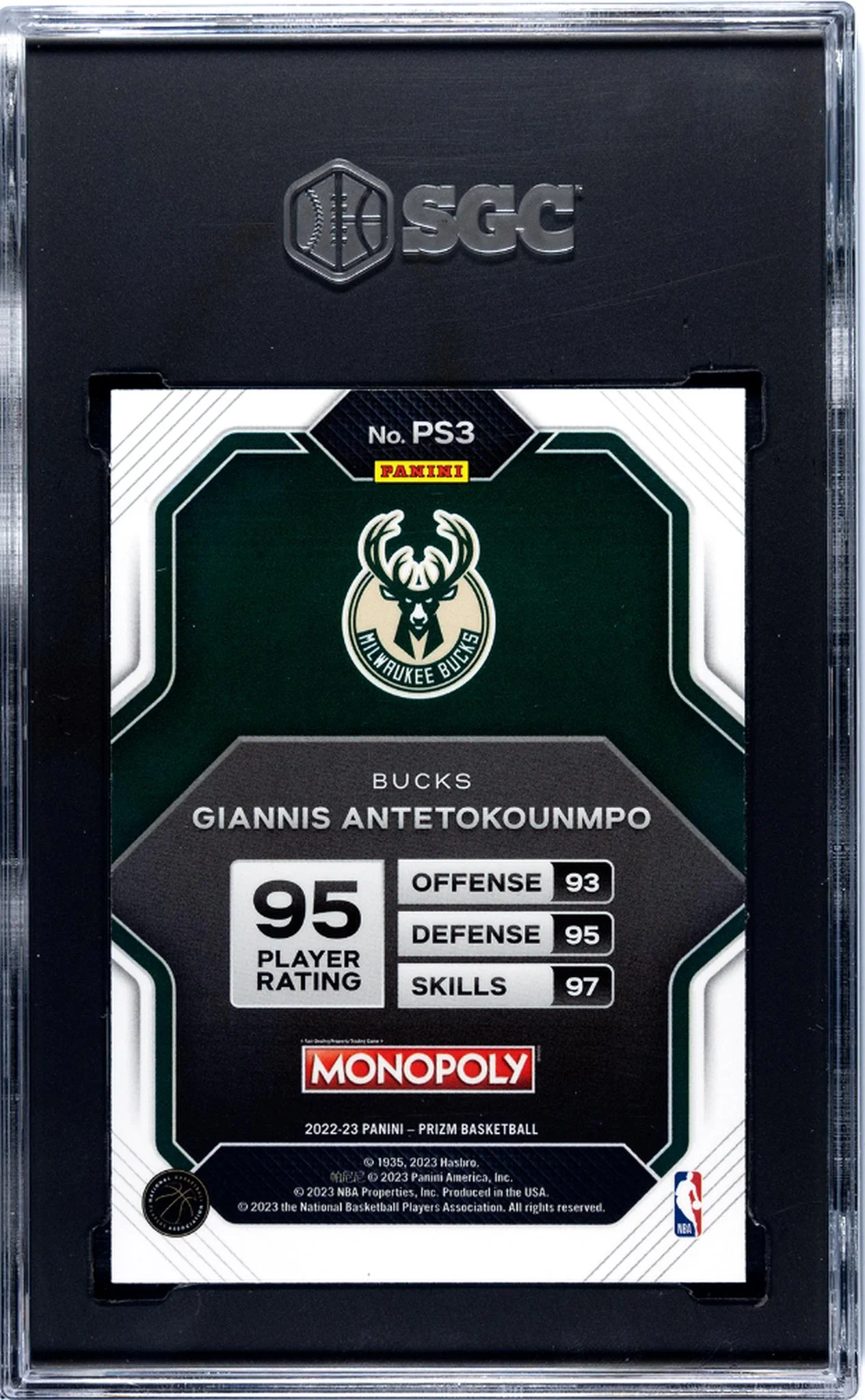 2022-23 Panini Prizm Monopoly #PS3 Giannis Antetokounmpo Prizm All-Stars SGC 9.5 - Image 2