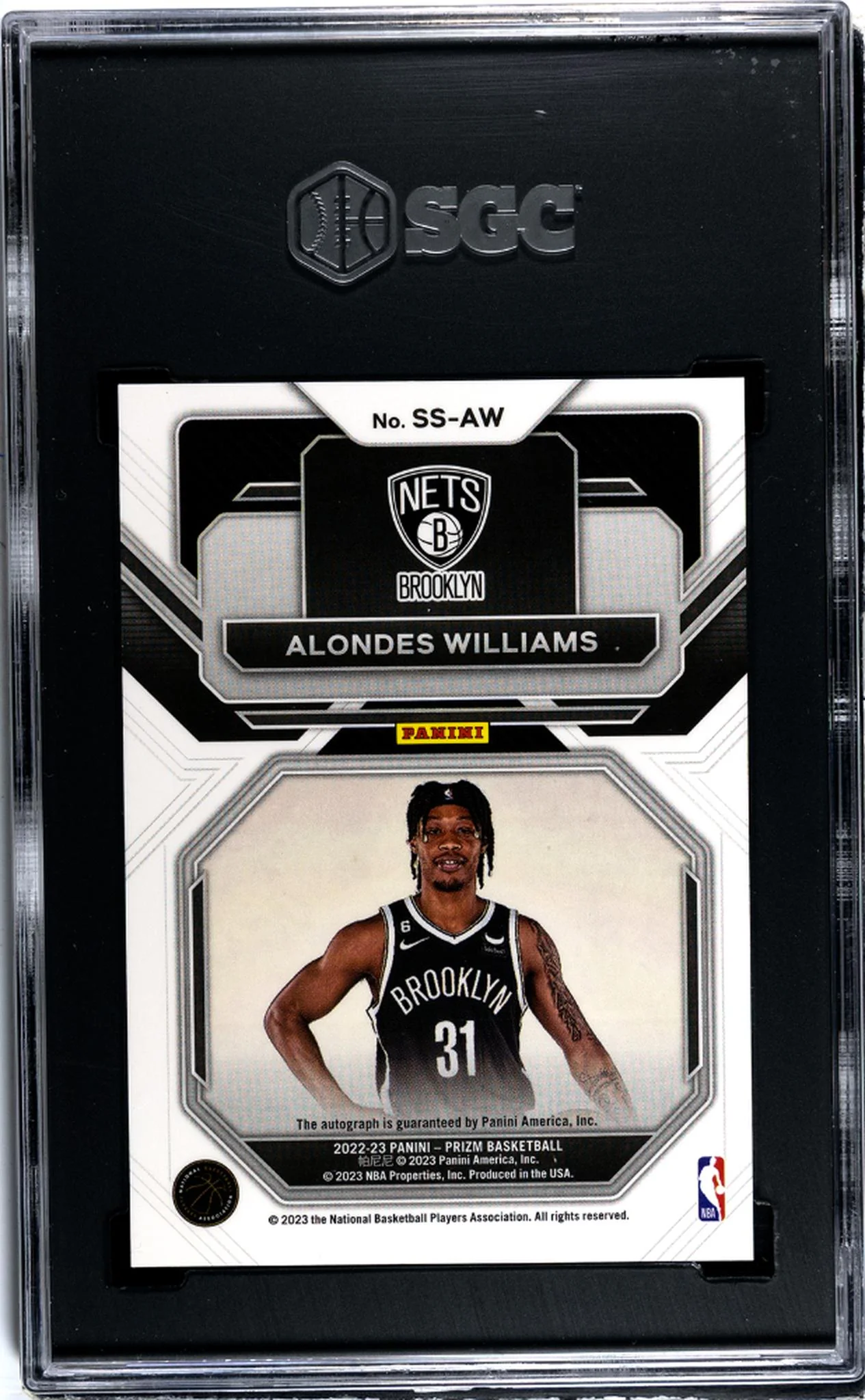 2022-23 Panini Prizm Sensational Signatures Alondes Williams #SS-AW RC Auto SGC 10 Auto 10 - Image 2