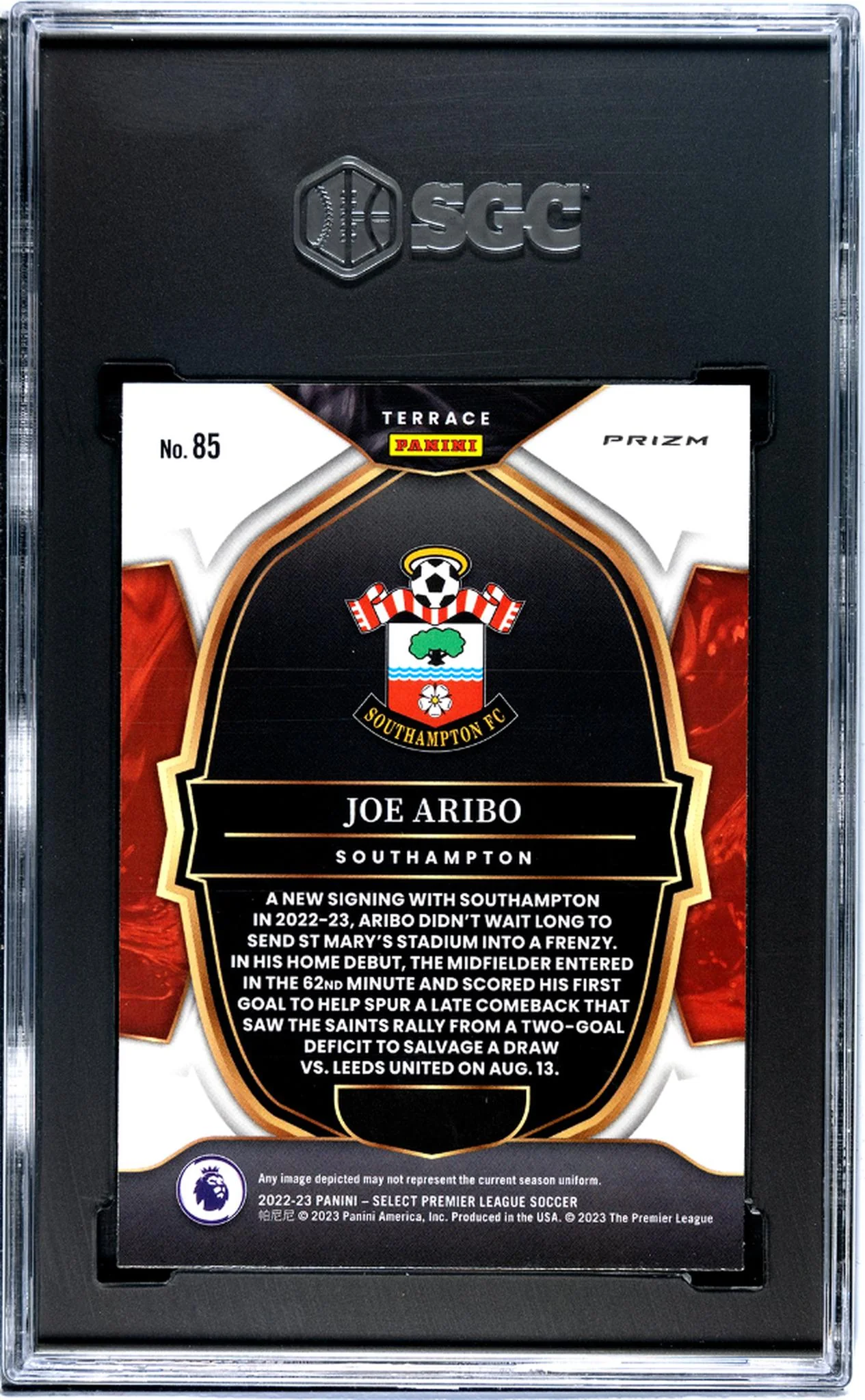 2022-23 Panini Select Red Wave Prizm Joe Aribo #85 SGC 9 - Image 2