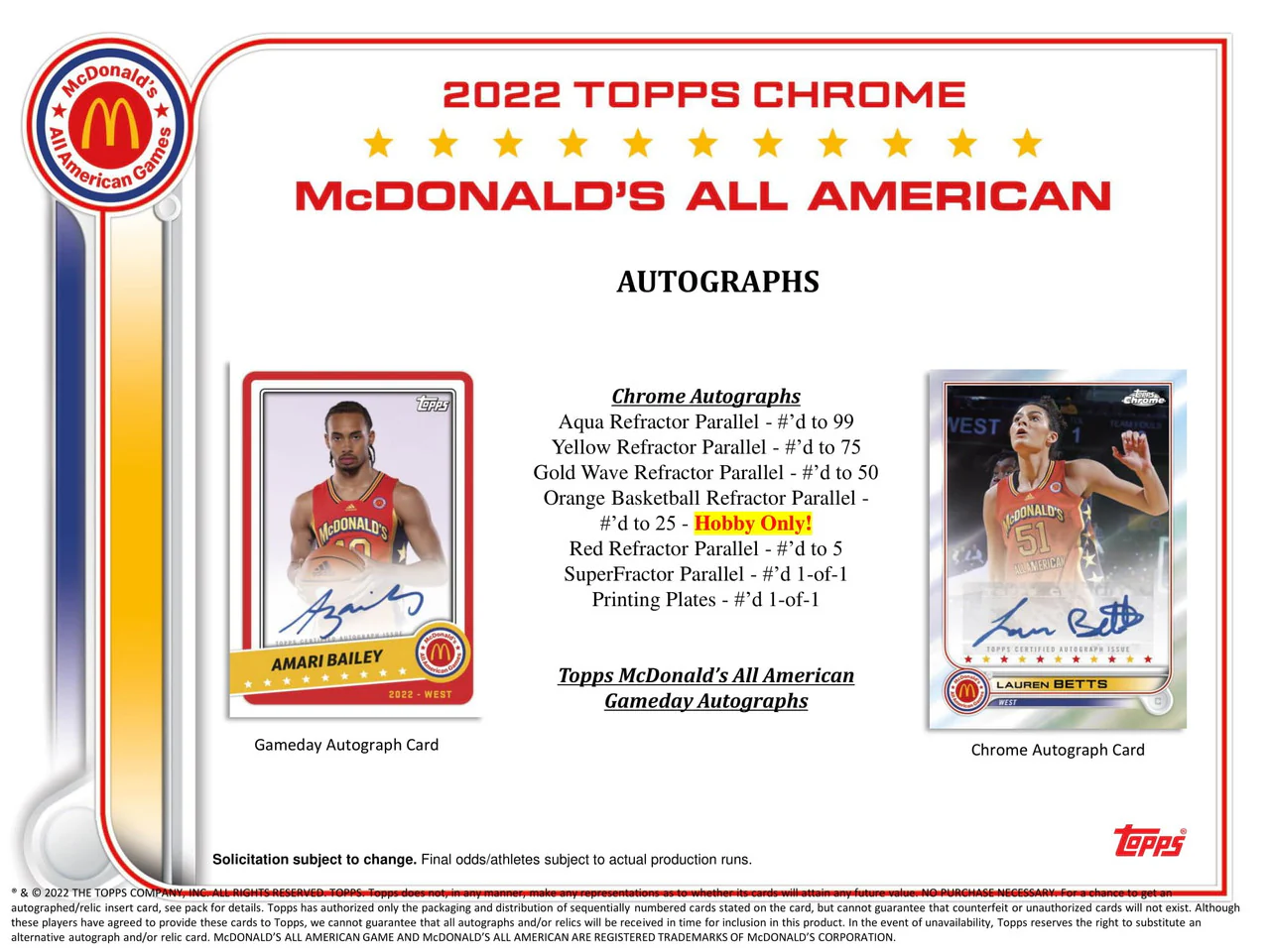 2022-23 Topps Chrome McDonald's All American Basketball - Hobby Box - Image 5