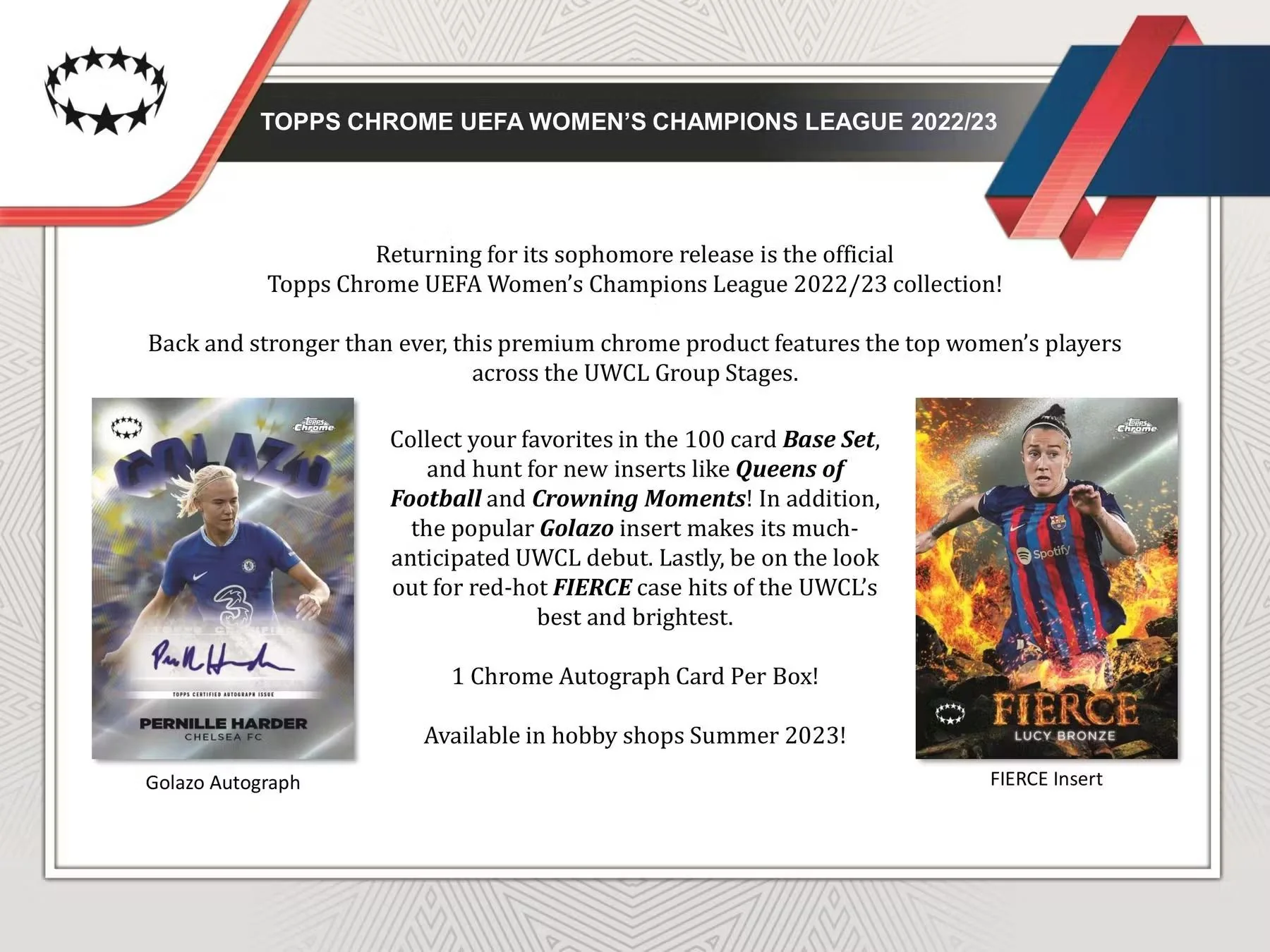 2022-23 Topps UEFA Women's Champions League Chrome Soccer Hobby Box - Image 3