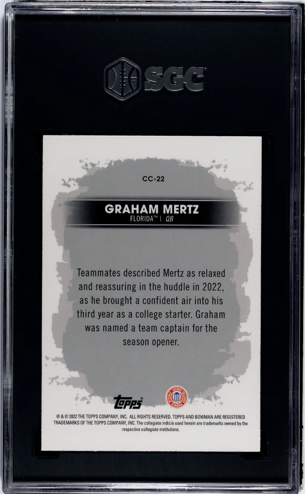 2022 Bowman University Campus Captains Graham Mertz #CC-22 SGC 10 - Image 2