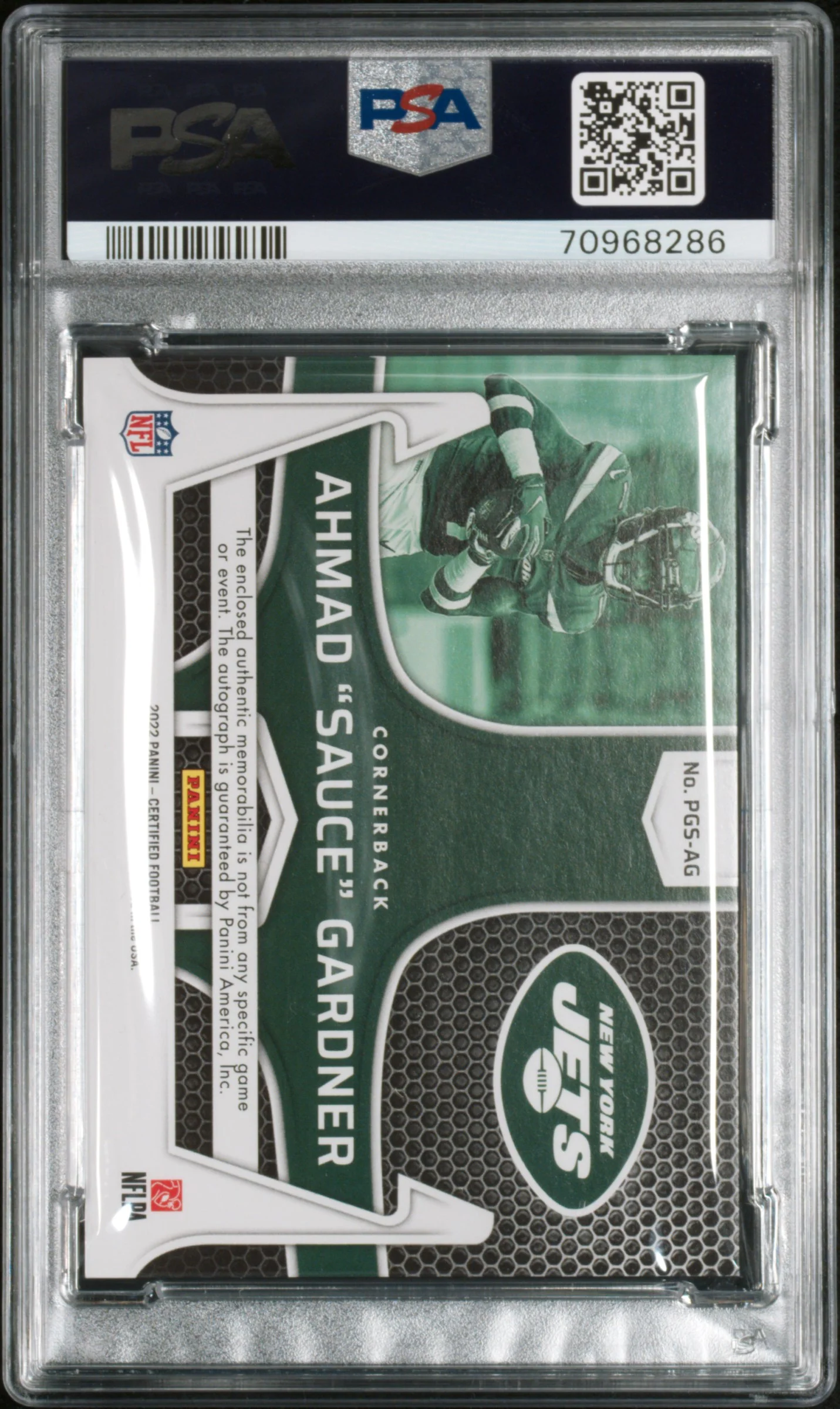 2022 Certified #PGS-AG Ahmad Gardner Piece of the Game /99 PSA 9 - Image 2