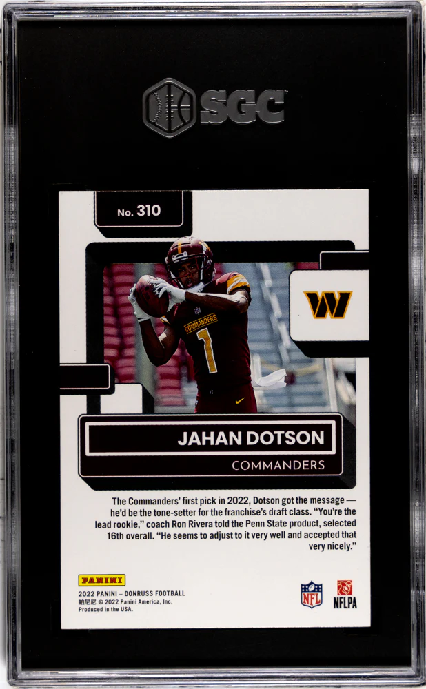 2022 Donruss Jahan Dotson #310 RC SGC 10 - Image 2