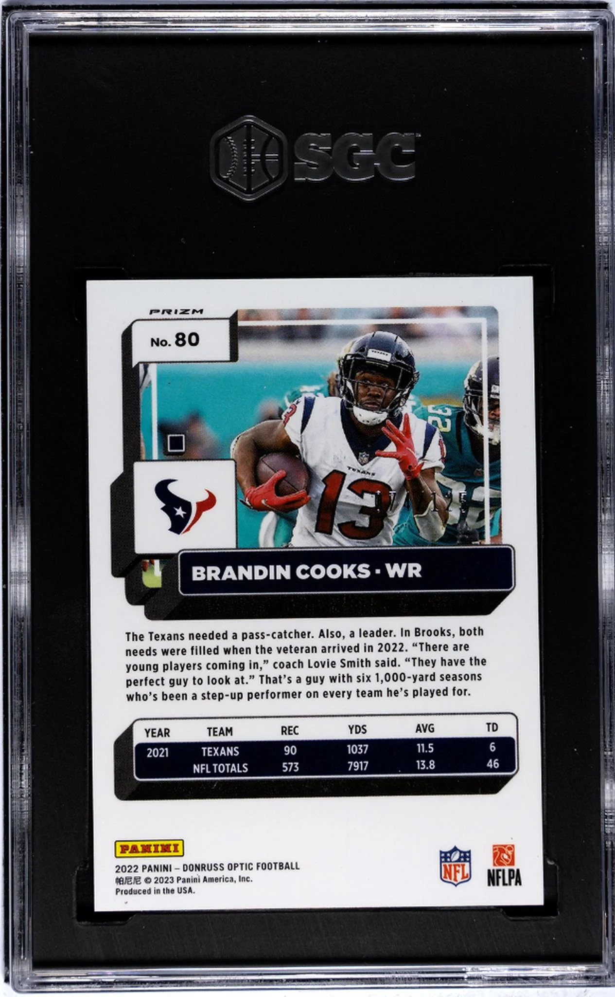 2022 Donruss Optic Silver Circles Prizm Brandin Cooks #80 /125 SGC 9.5 - Image 2