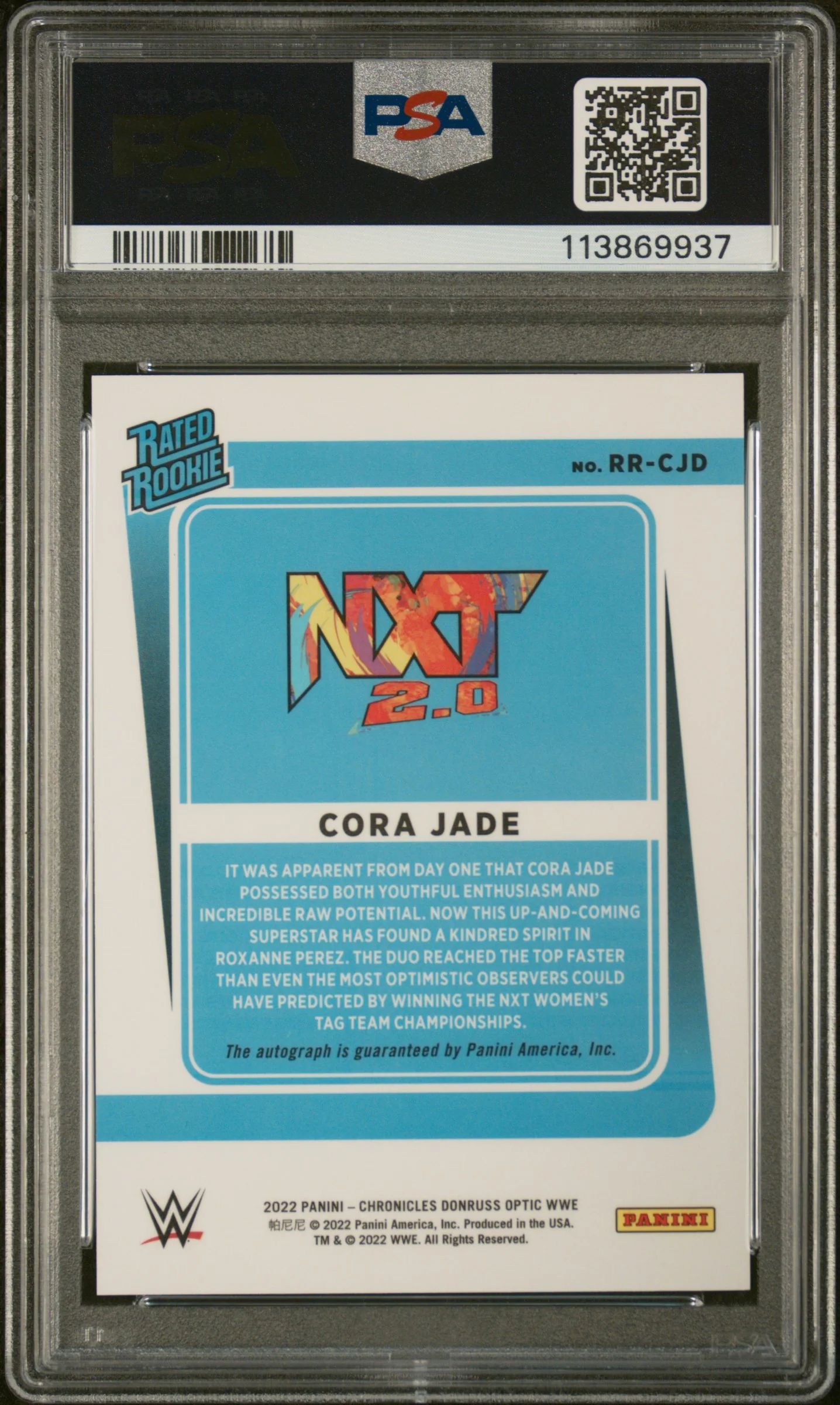 2022 Donruss Optic #RR-CJD Cora Jade Rated Rookie PSA 9 - Image 2