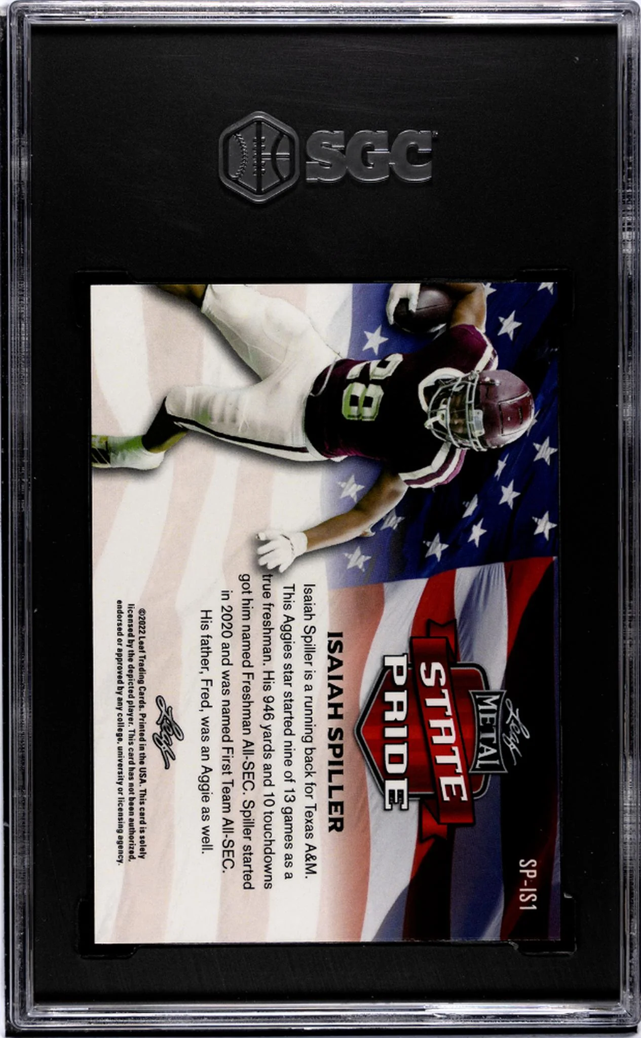 2022 Leaf Metal State Pride Black Isaiah Spiller #SP-IS1 SGC 10 - Image 2